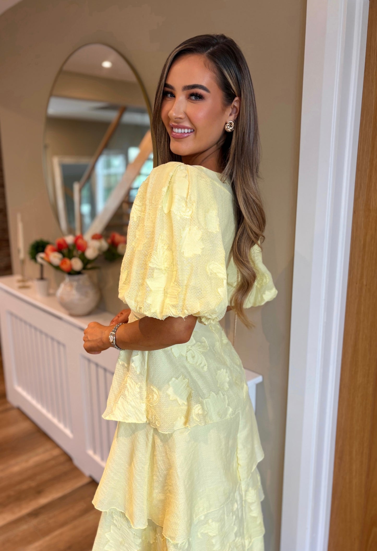 Cyrus Tiered Dress Lemon