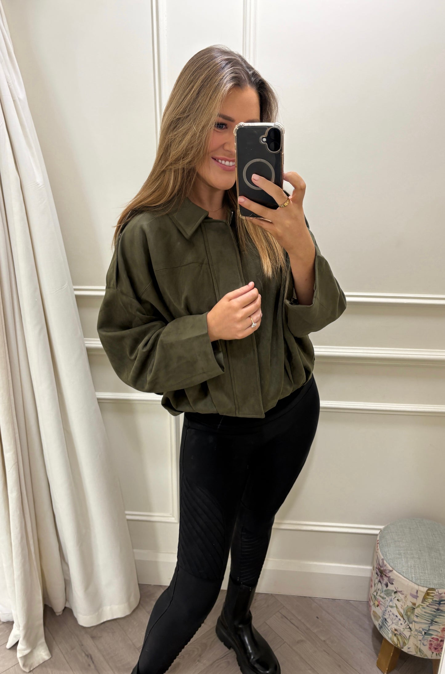 Harlow Suede Jacket Khaki