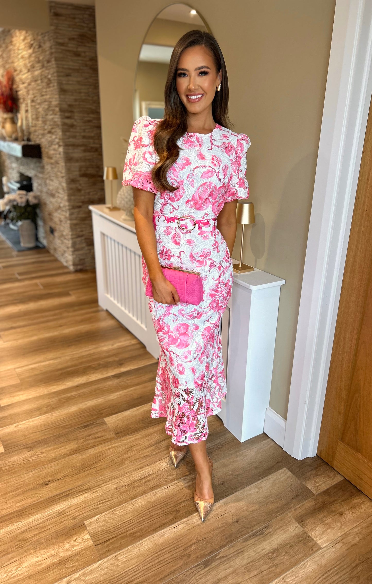 Arora Lace Dress Pink