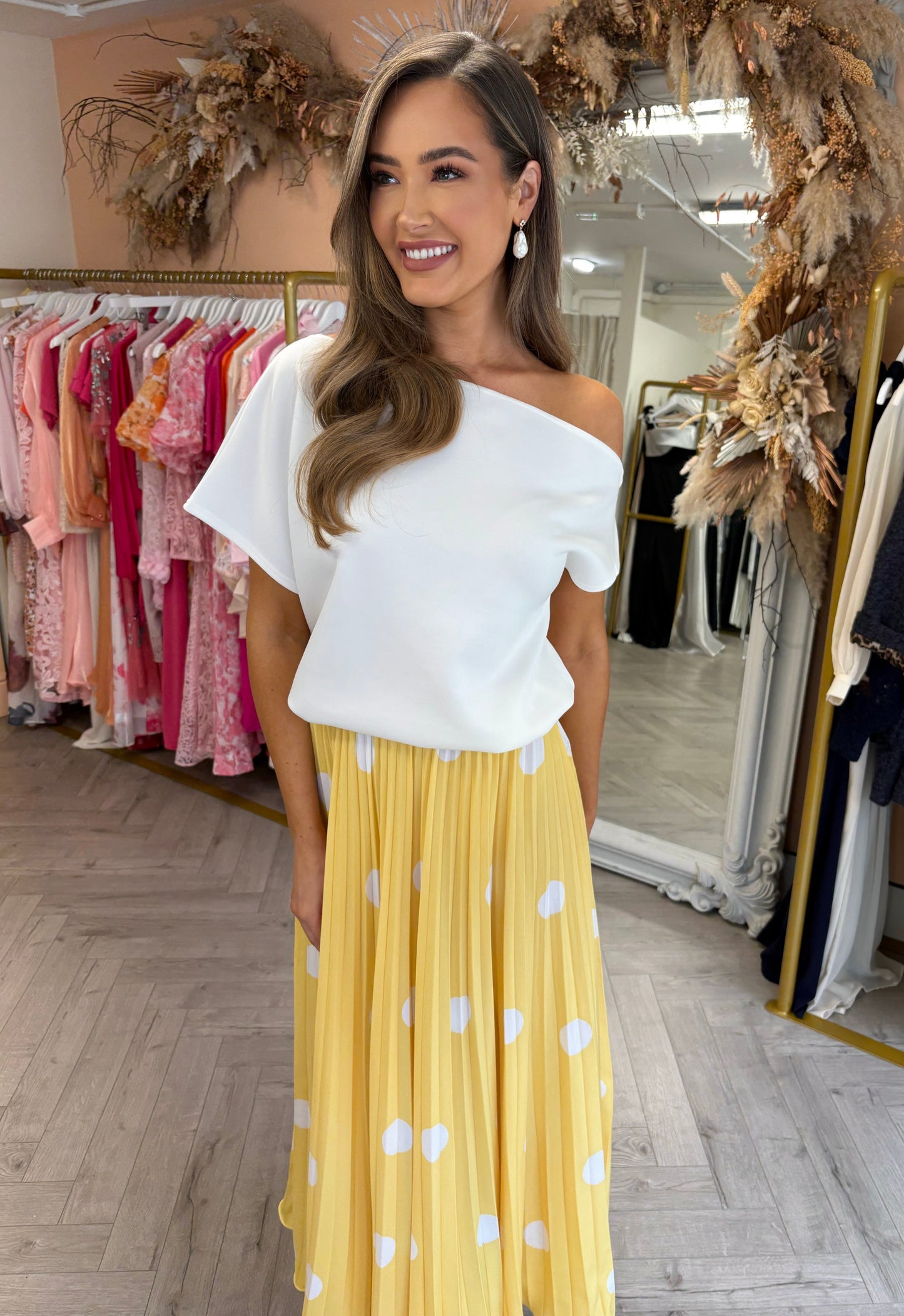 Connie Polka Dot Skirt Yellow