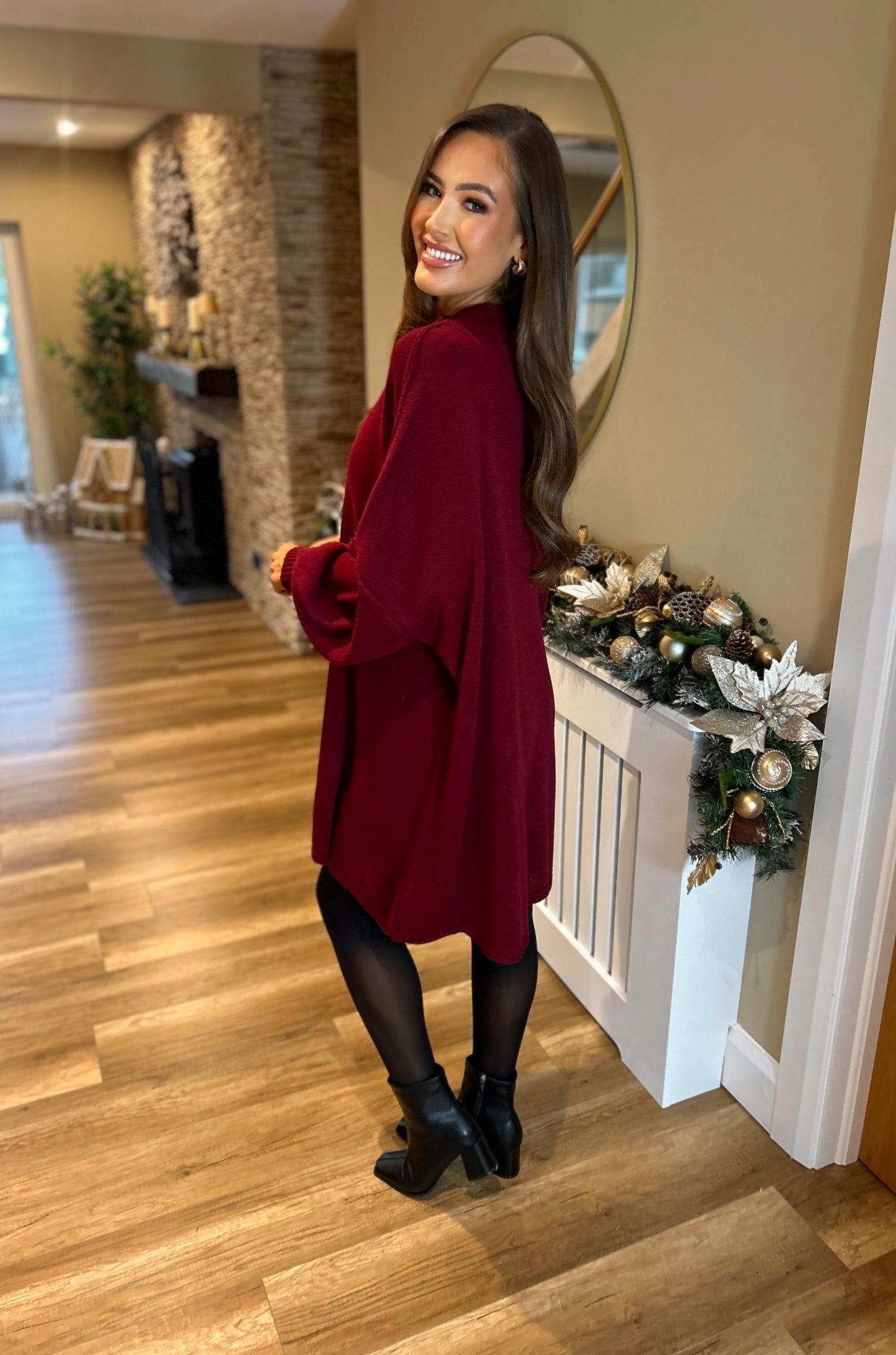 Polly Jumper Dress Burgundy