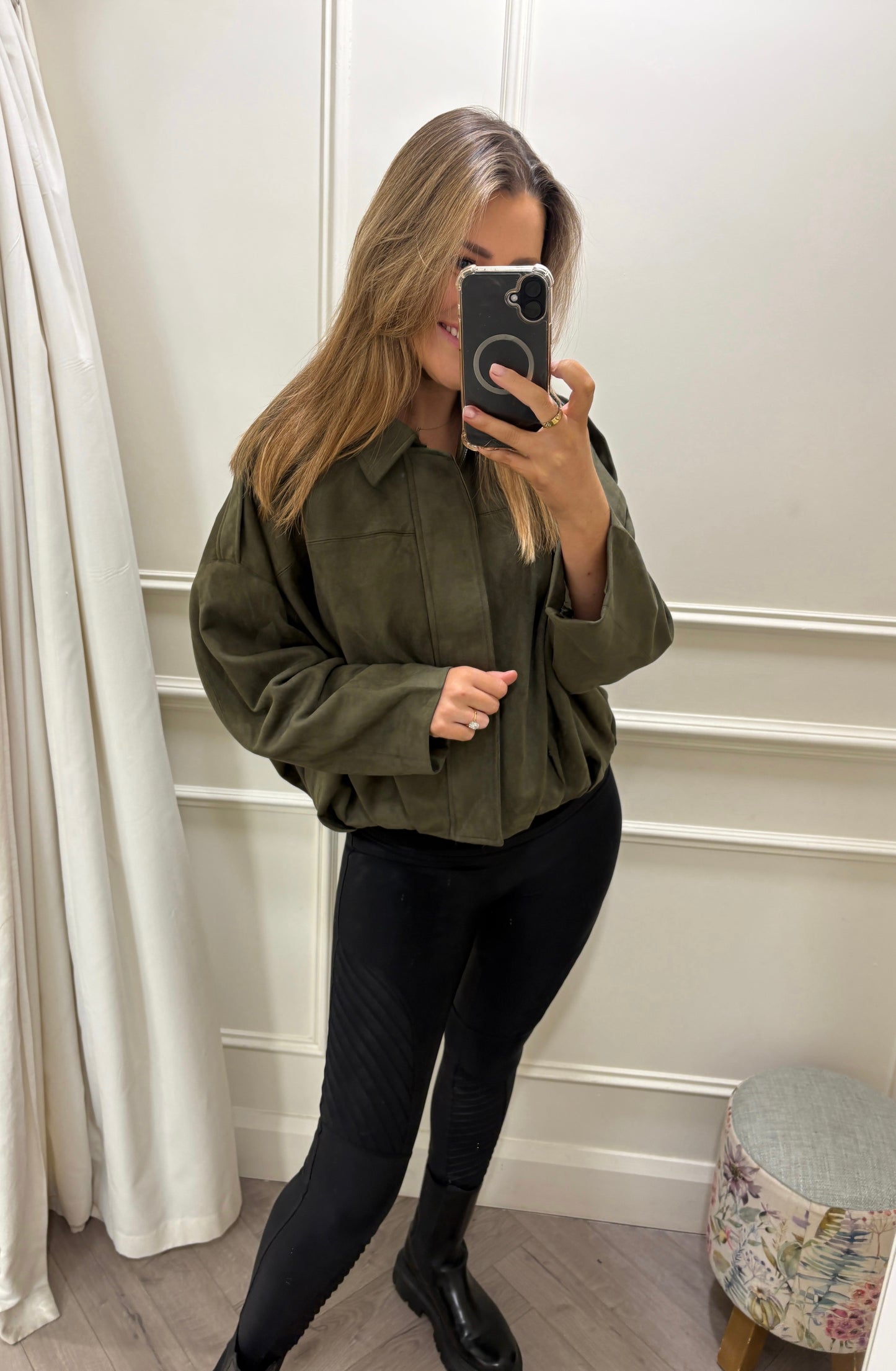 Harlow Suede Jacket Khaki