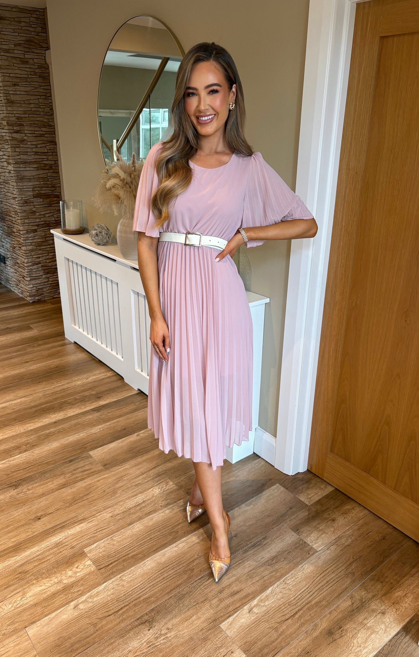 Sadie Belted Dress Blush Pink