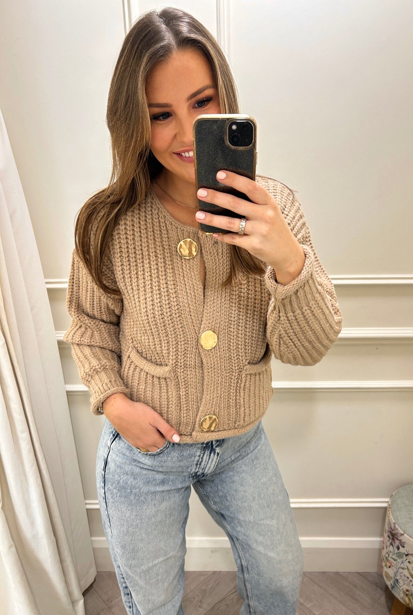 Josie Gold Button Knit