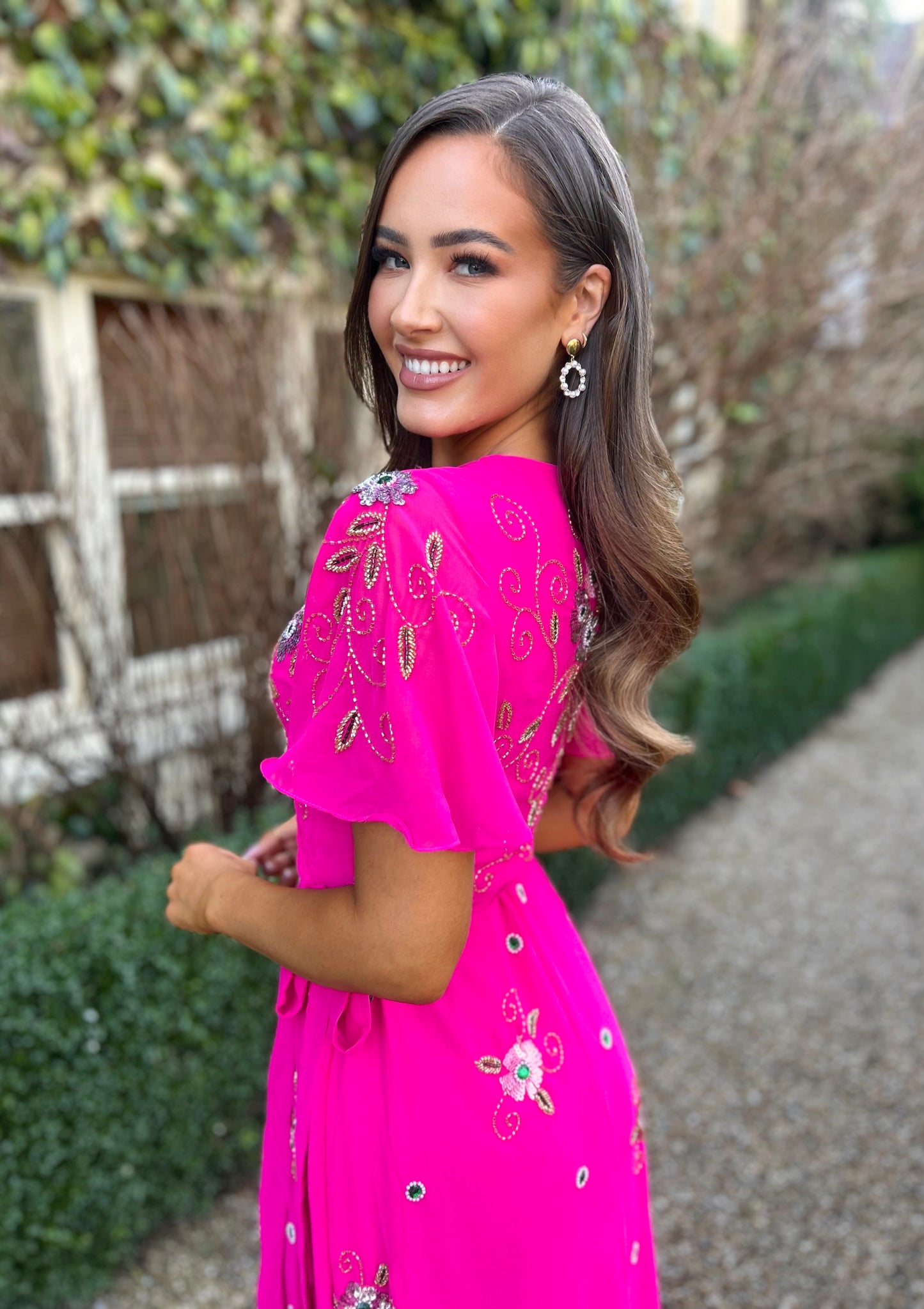 Sasha Embellished Dress Fuschia