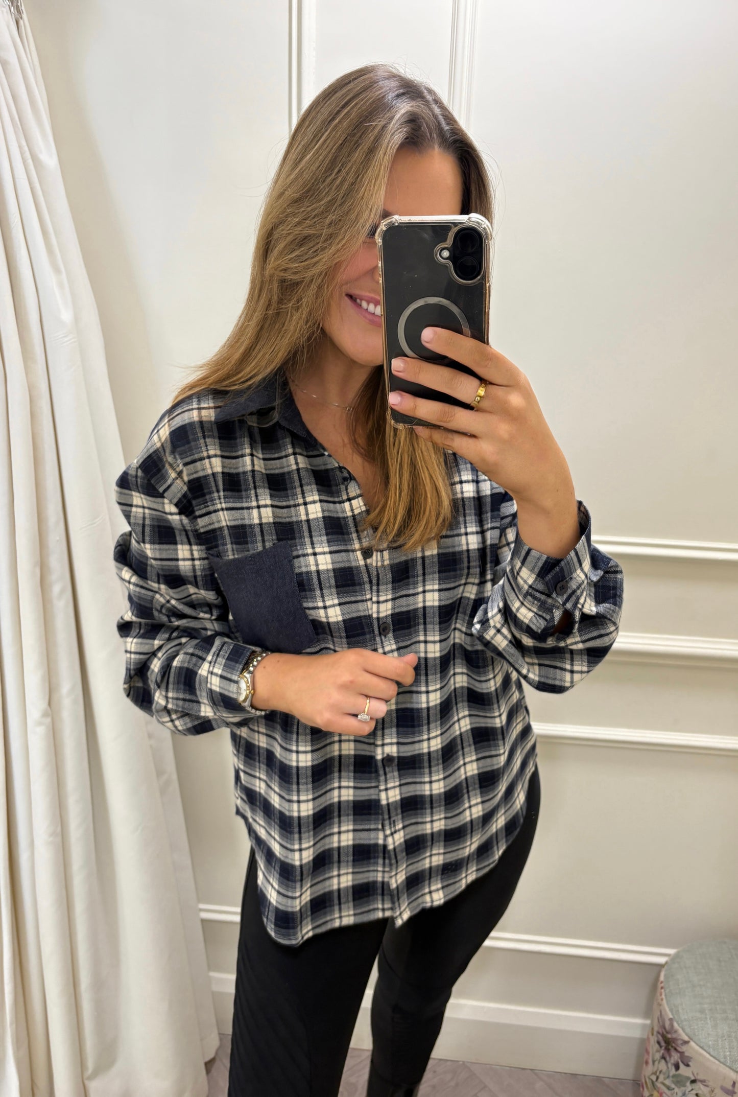 Amelia Checked Shirt Blue