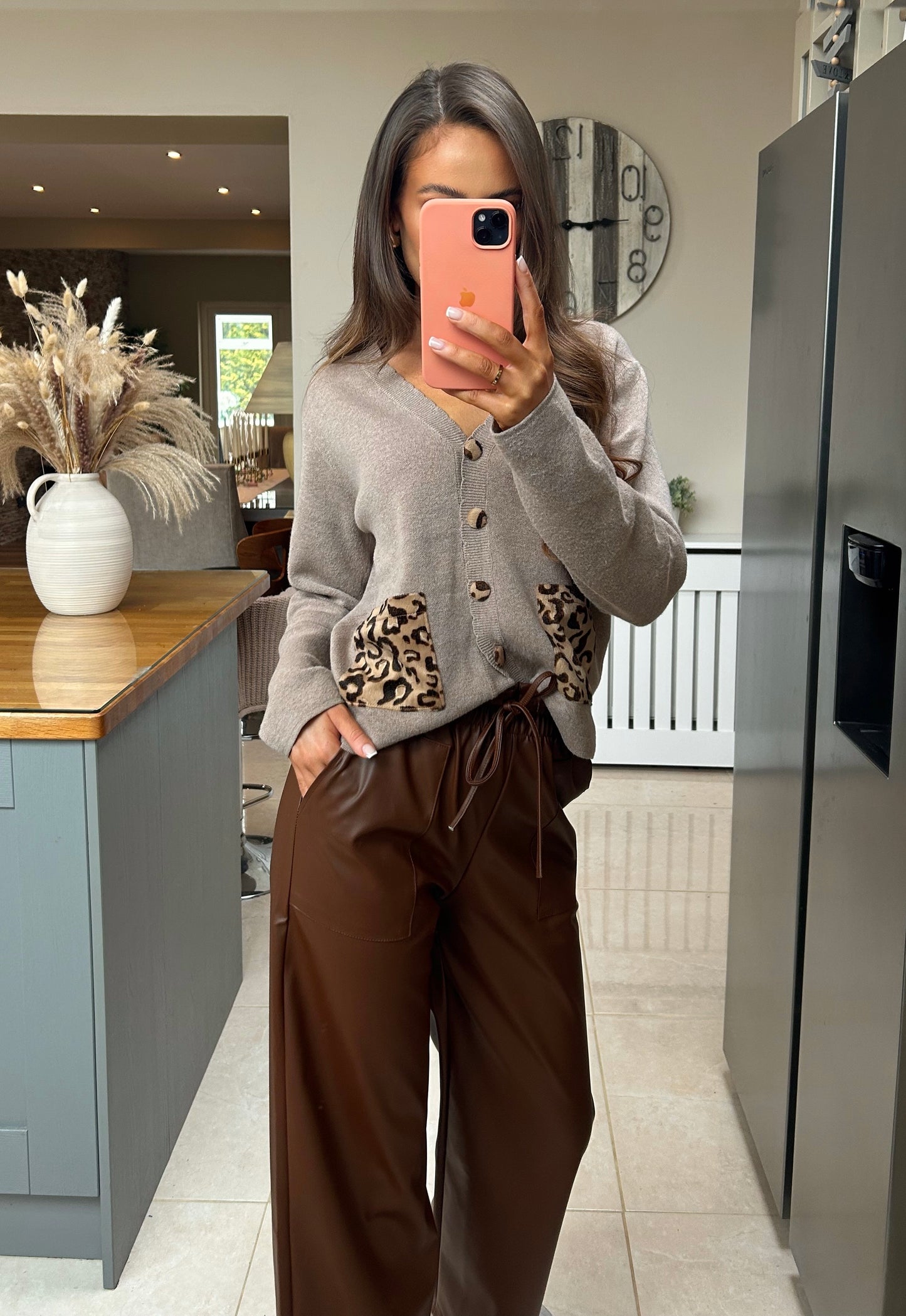 Ivy Faux Leather Pants Brown