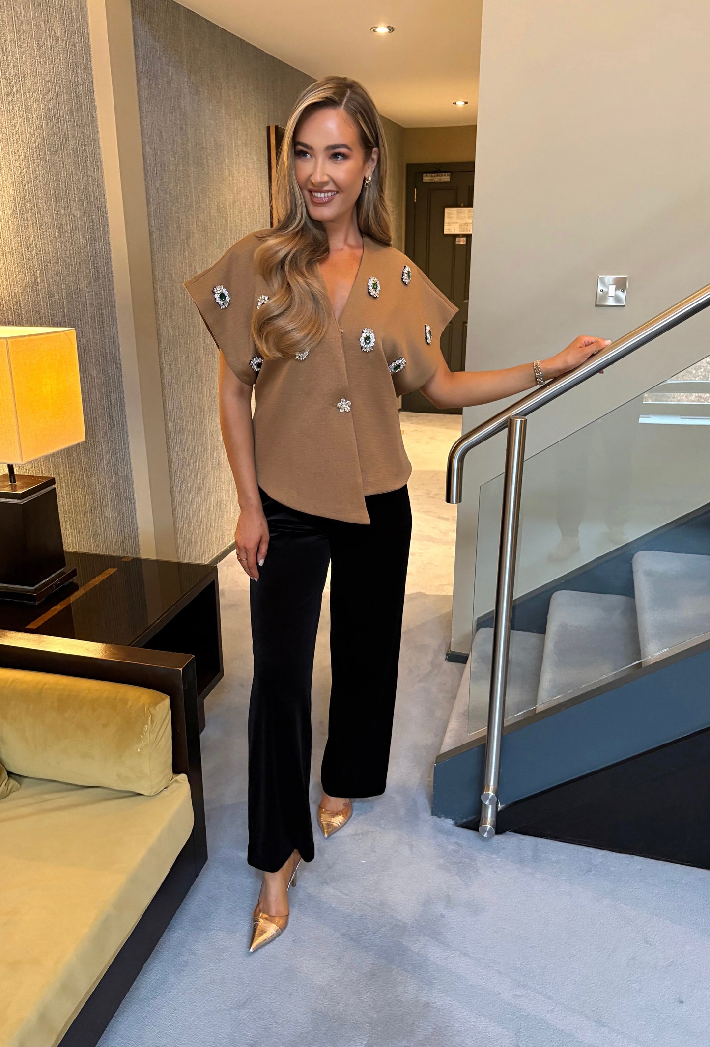 Jess Embellished Top Camel