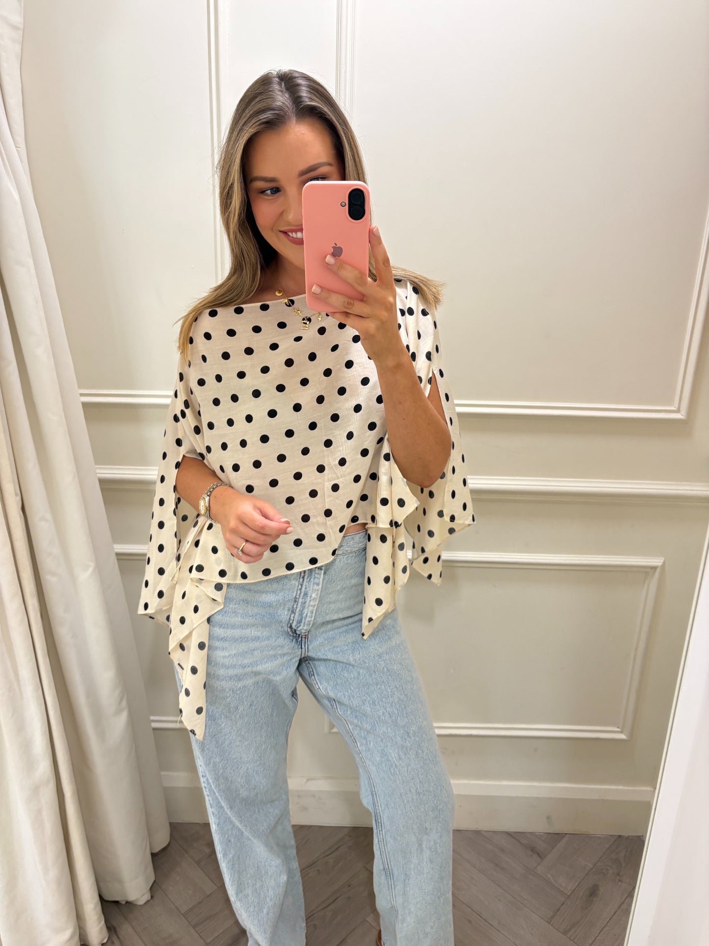 Nadia Polka Dot Top White