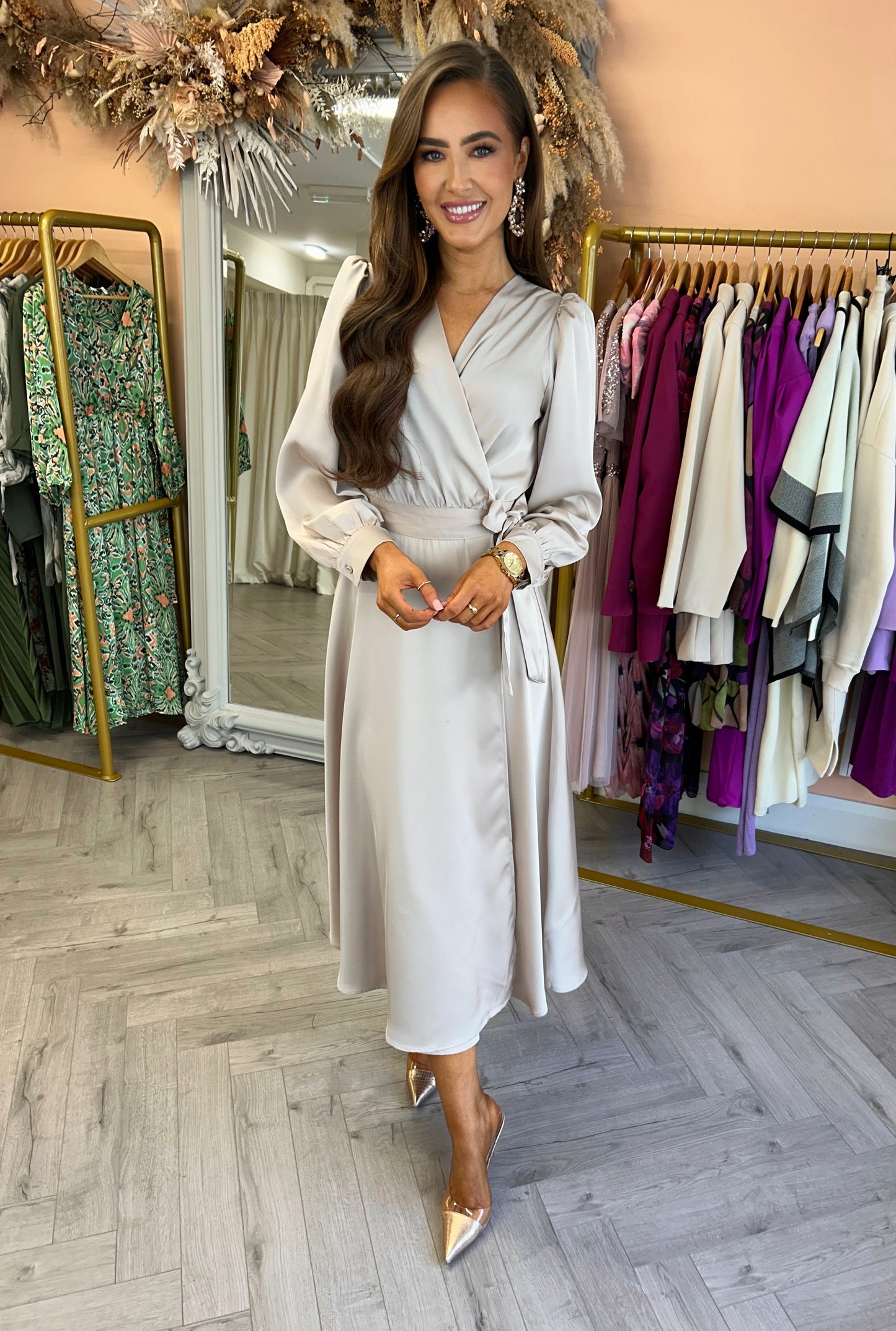 Roisin Satin Wrap Dress