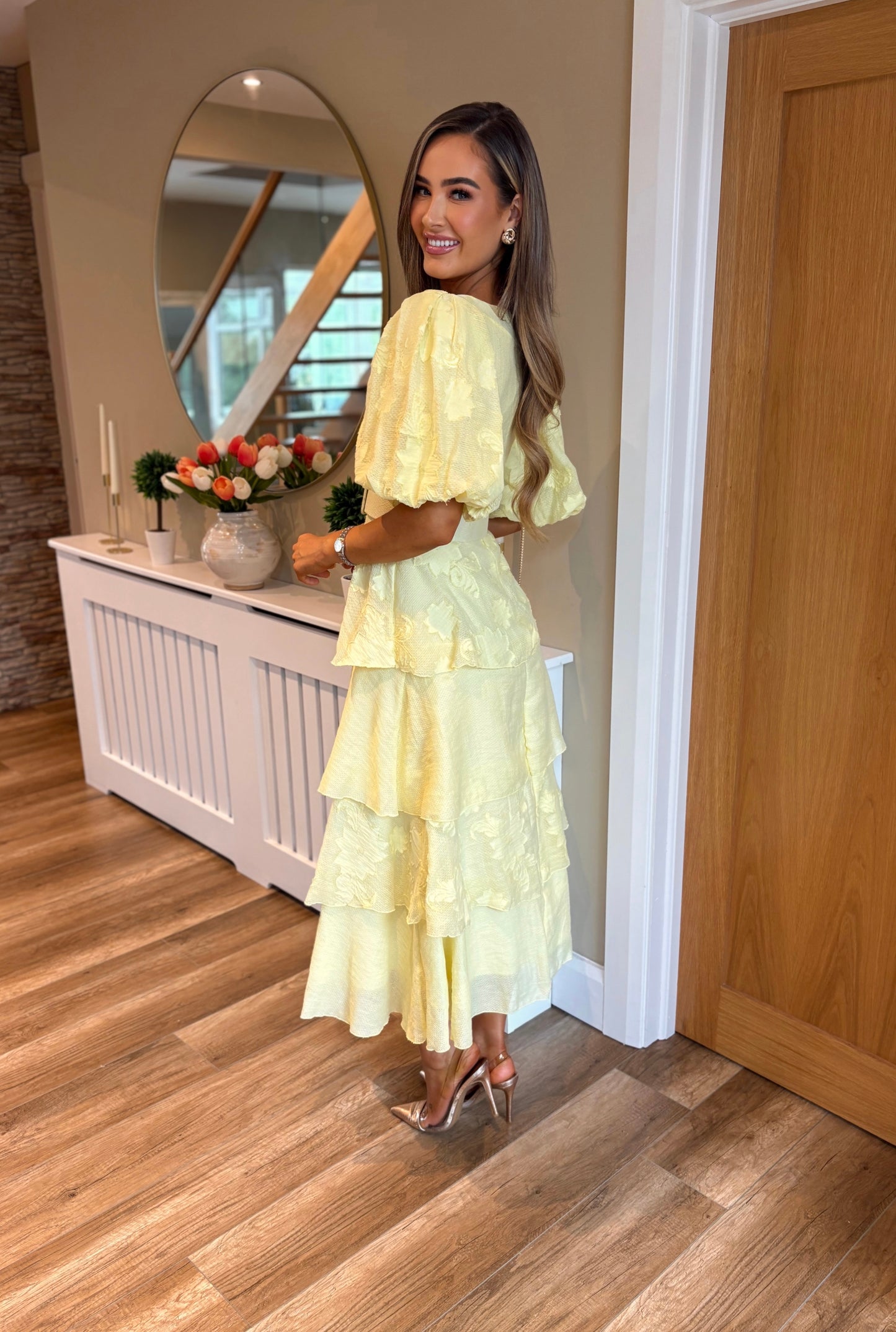 Cyrus Tiered Dress Lemon