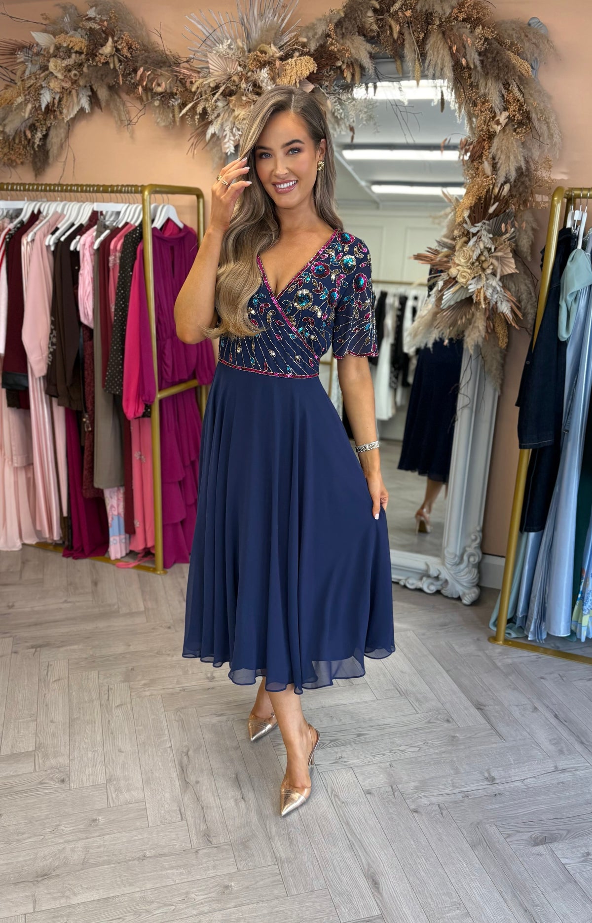 Imogen Embellished Dress Navy