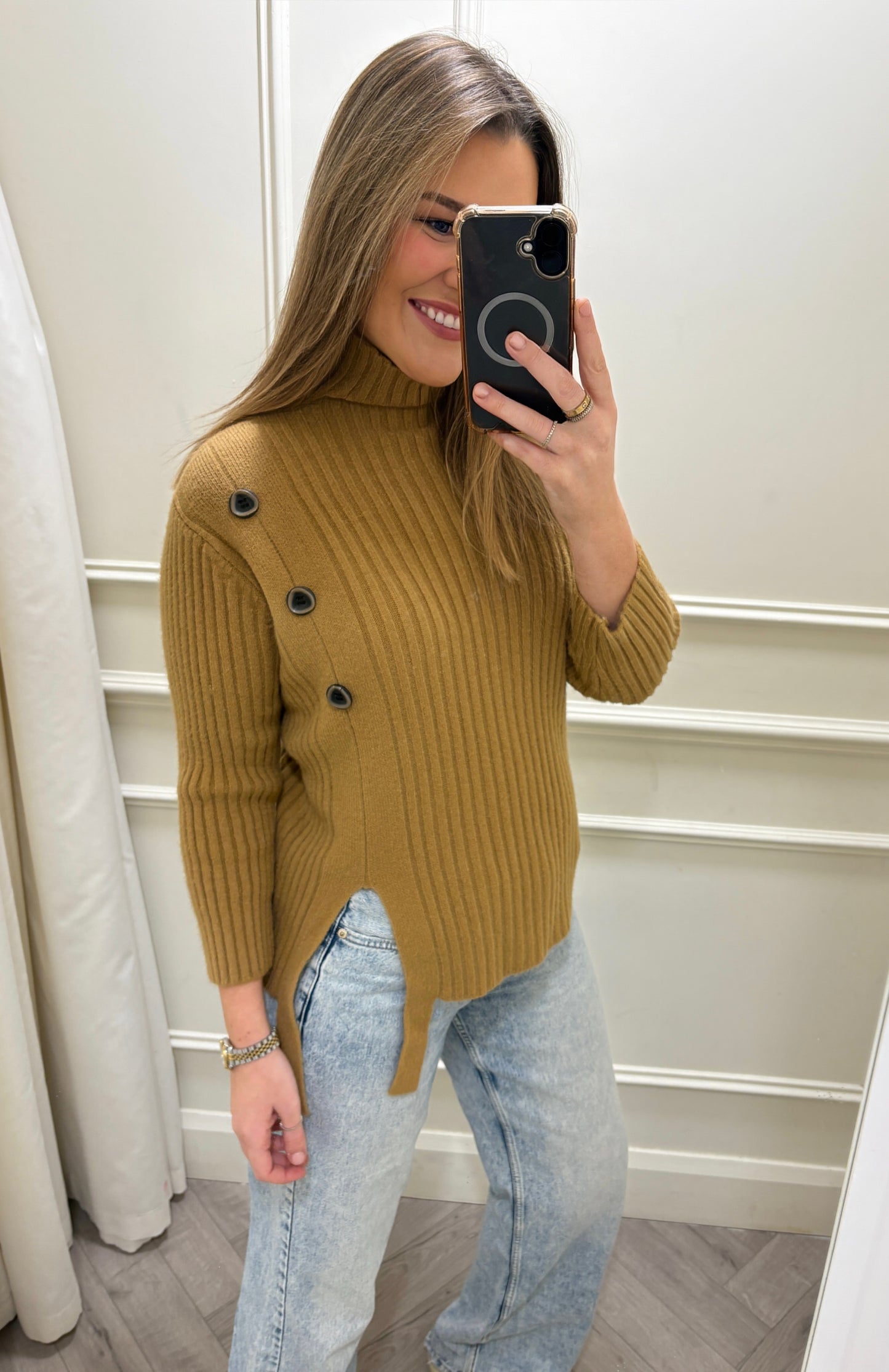 Elora High Neck Knit Camel
