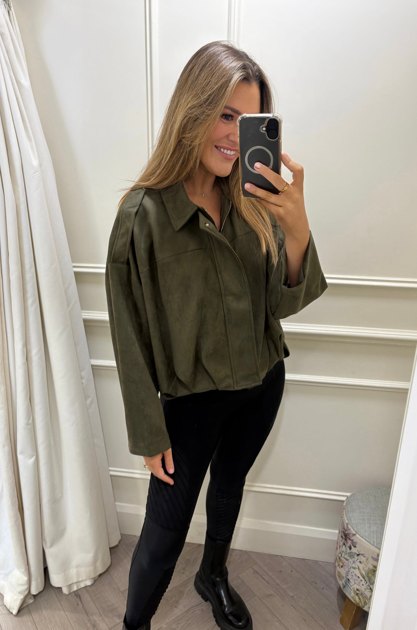 Harlow Suede Jacket Khaki