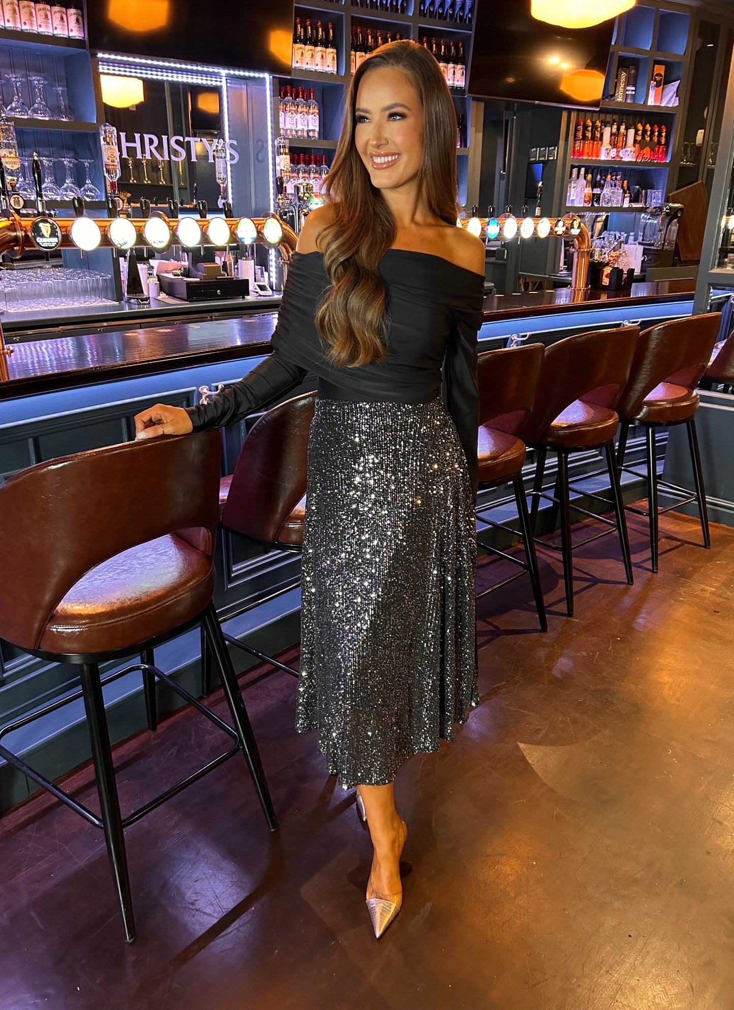 Fia Sequin Skirt Black