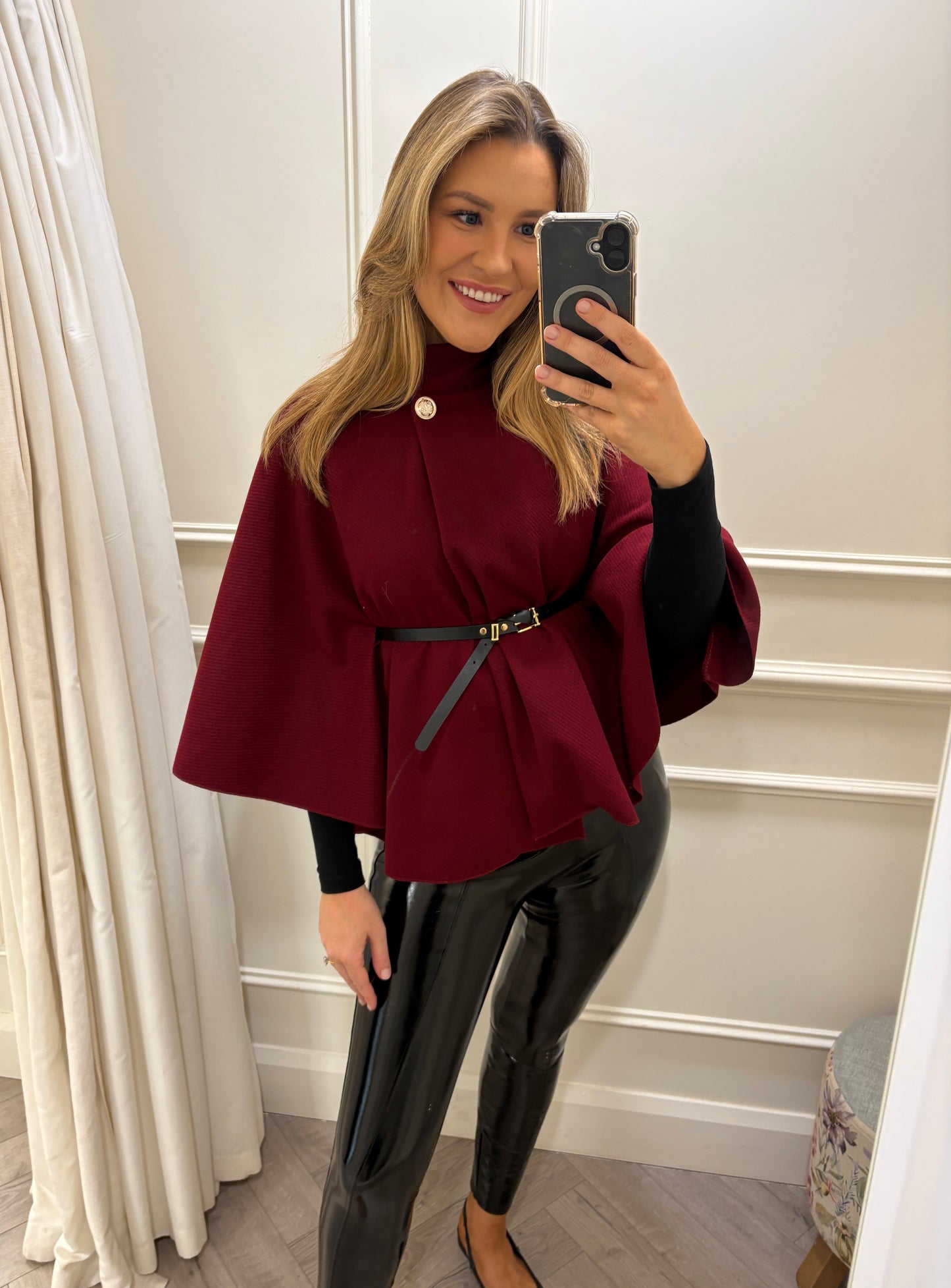 Iris Cape Coat Burgundy