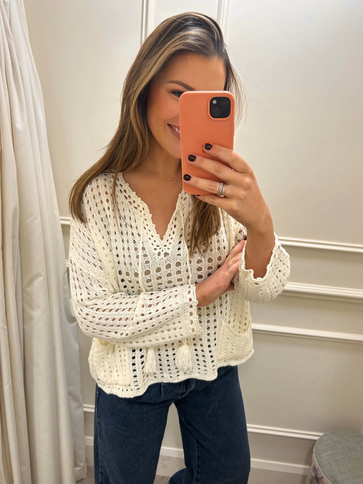 Thea Crochet Knit Cream