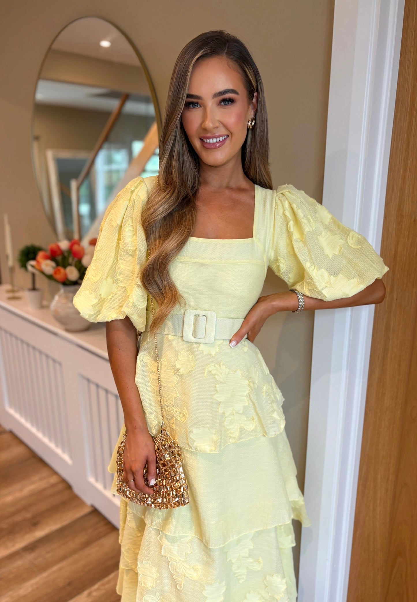 Cyrus Tiered Dress Lemon