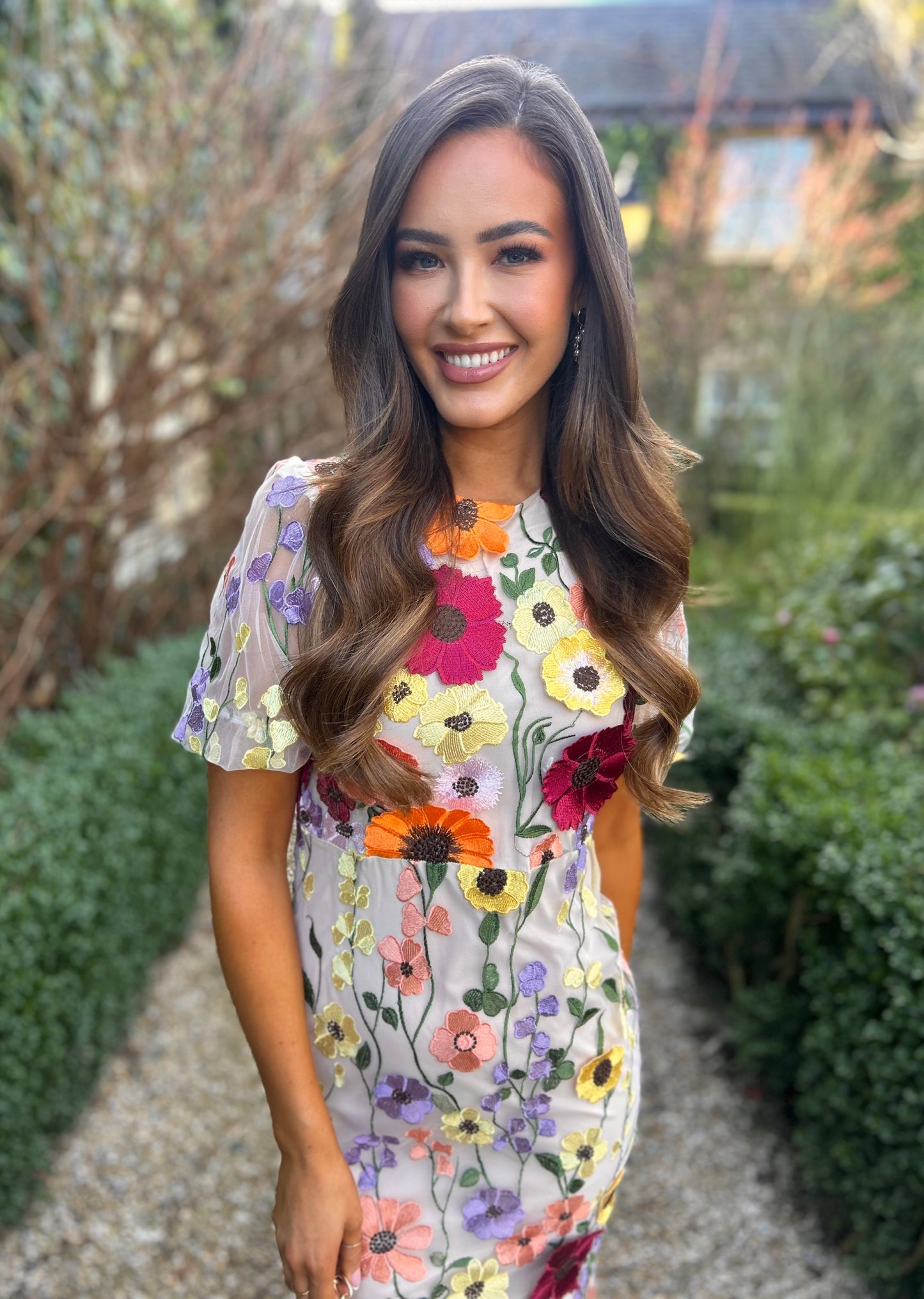 Florence Floral Dress Beige