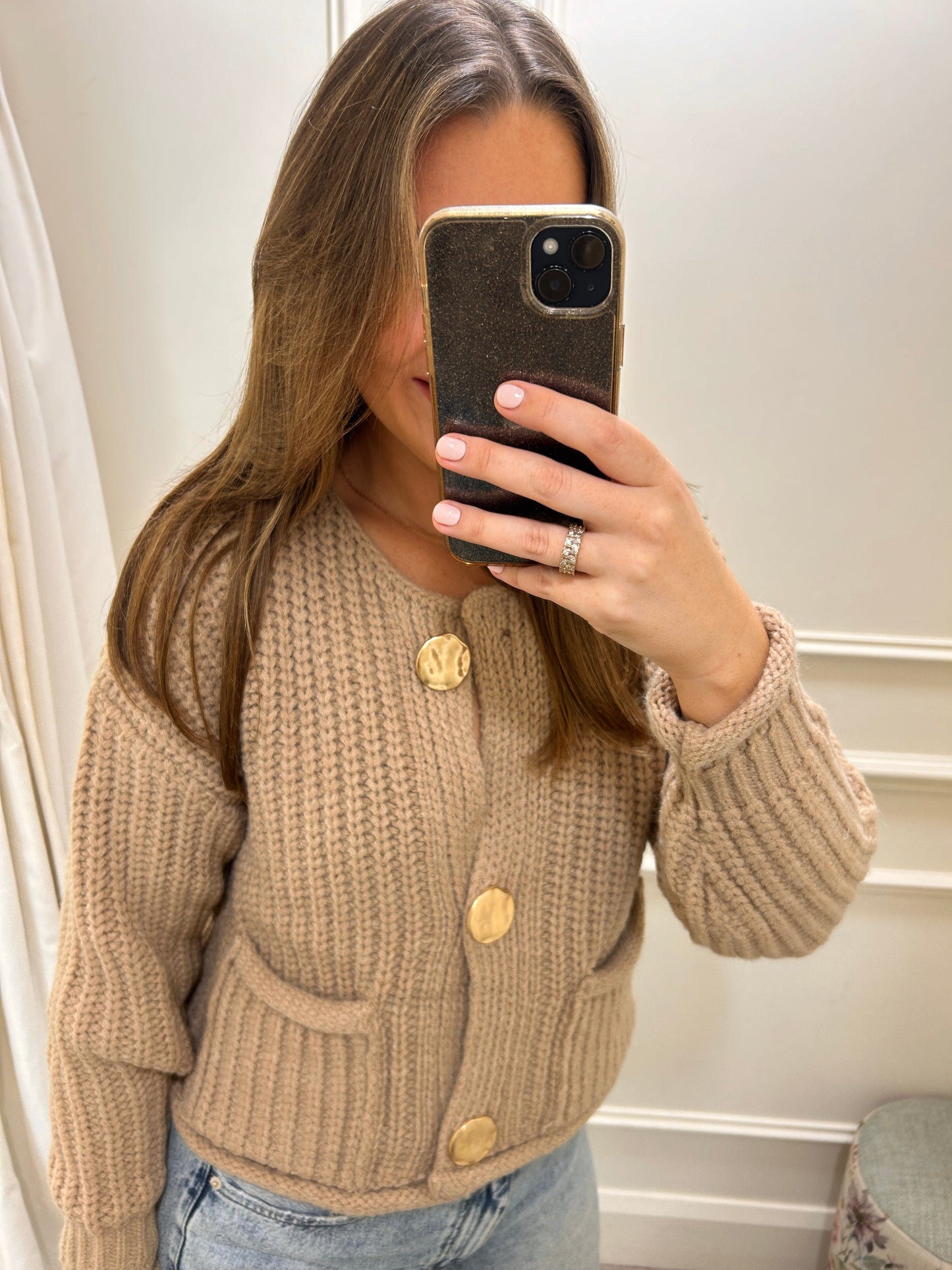 Josie Gold Button Knit