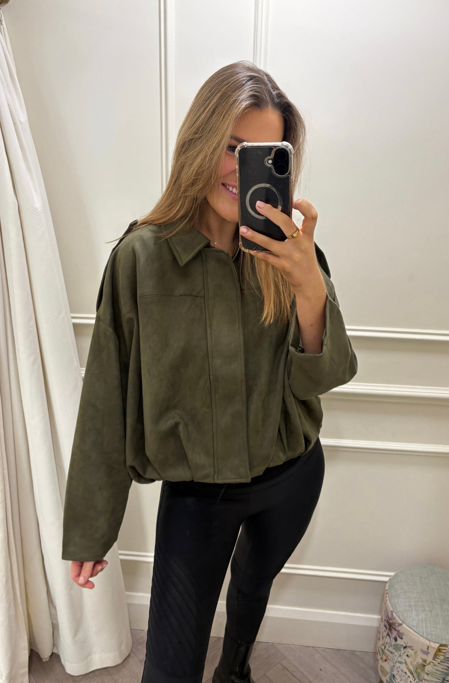 Harlow Suede Jacket Khaki