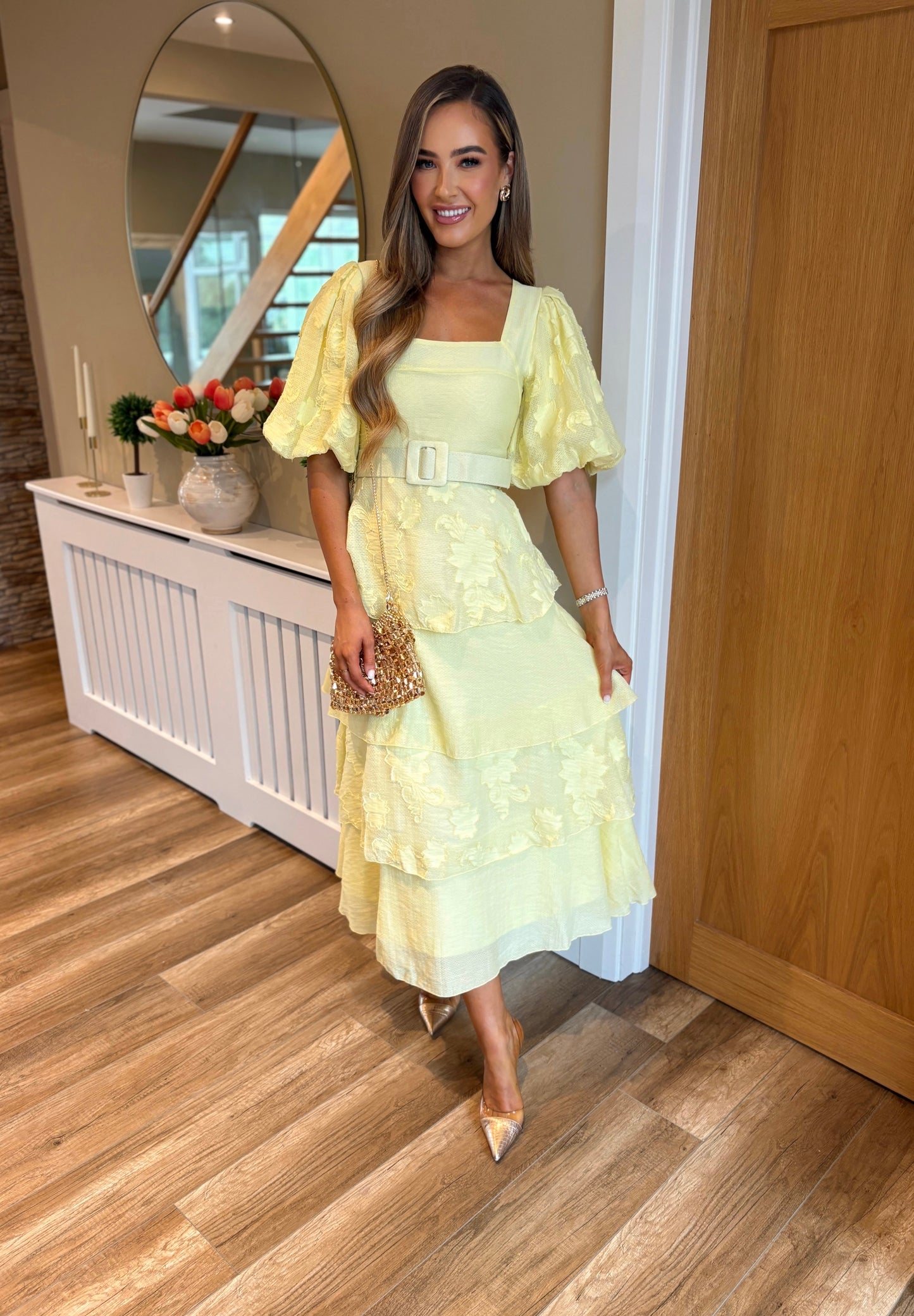 Cyrus Tiered Dress Lemon