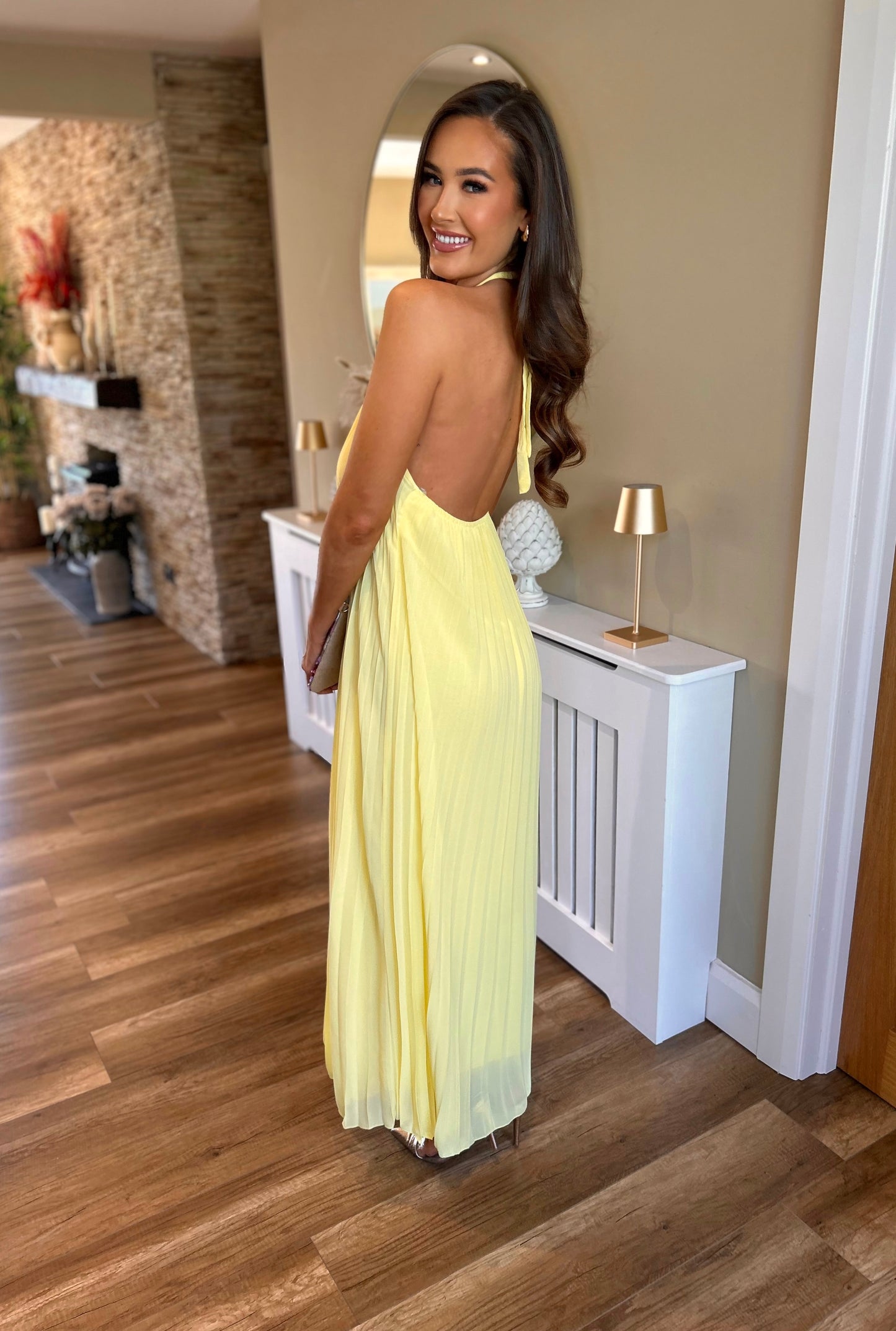 Tyra Halter Neck Dress Lemon