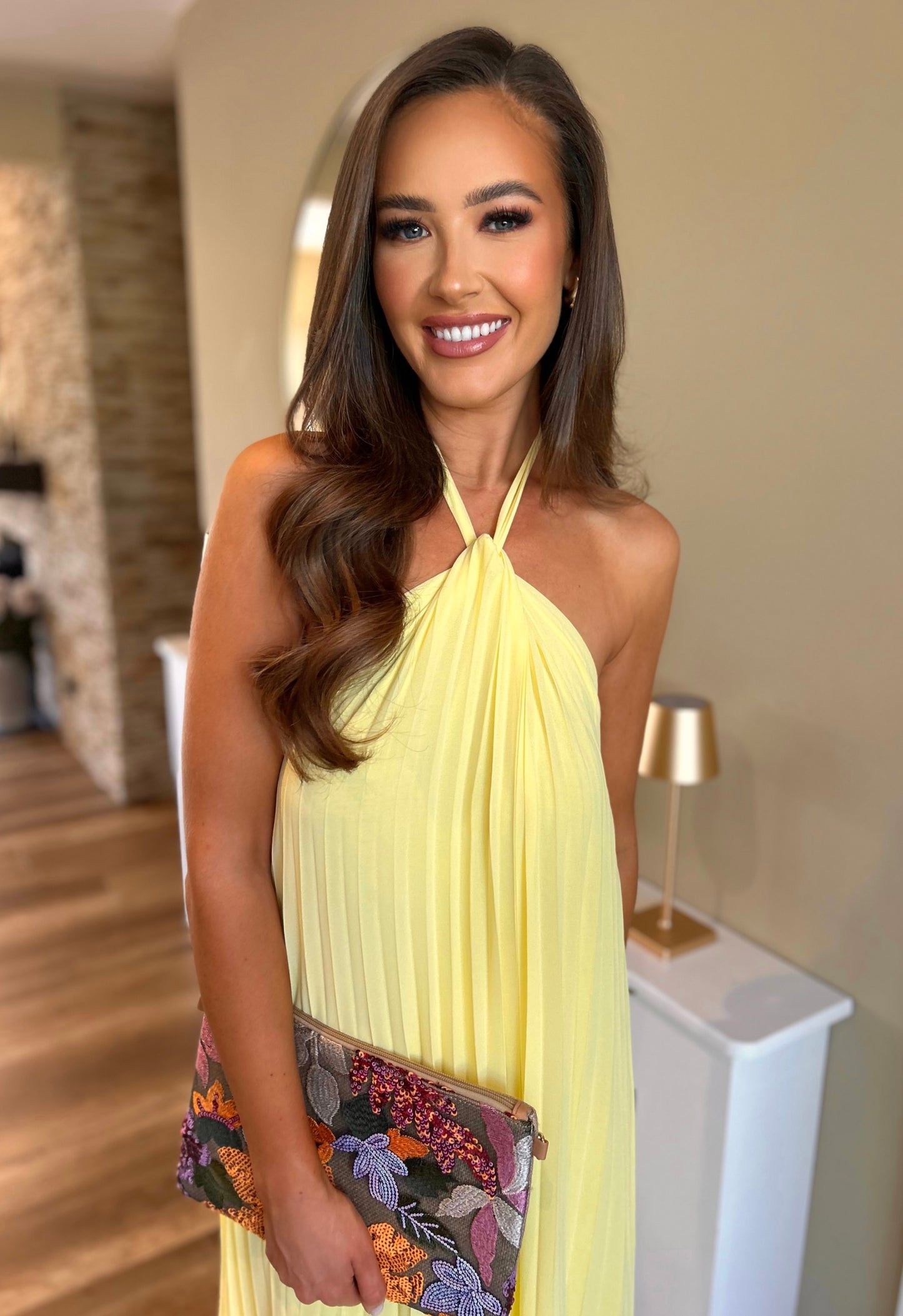 Tyra Halter Neck Dress Lemon