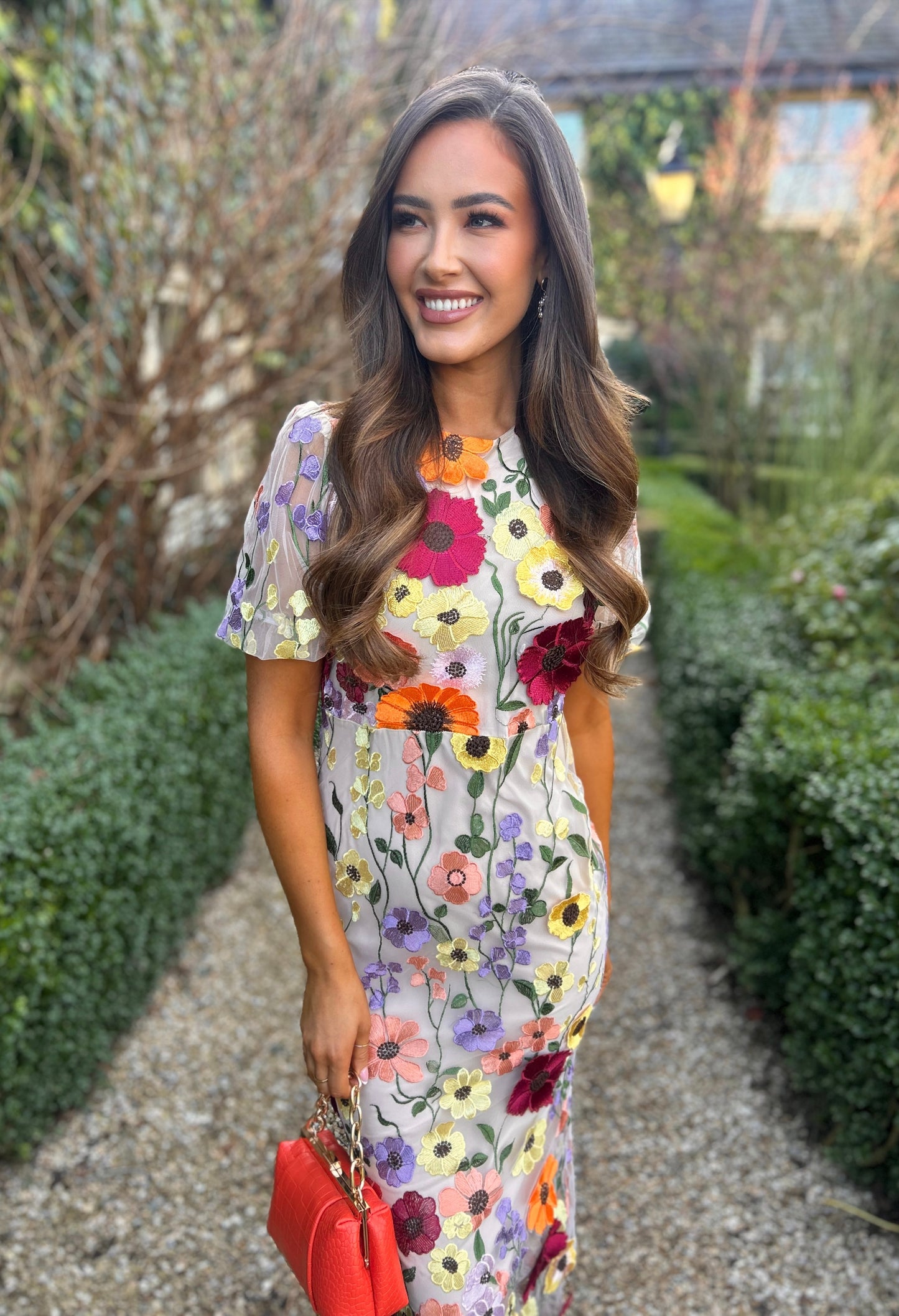 Florence Floral Dress Beige
