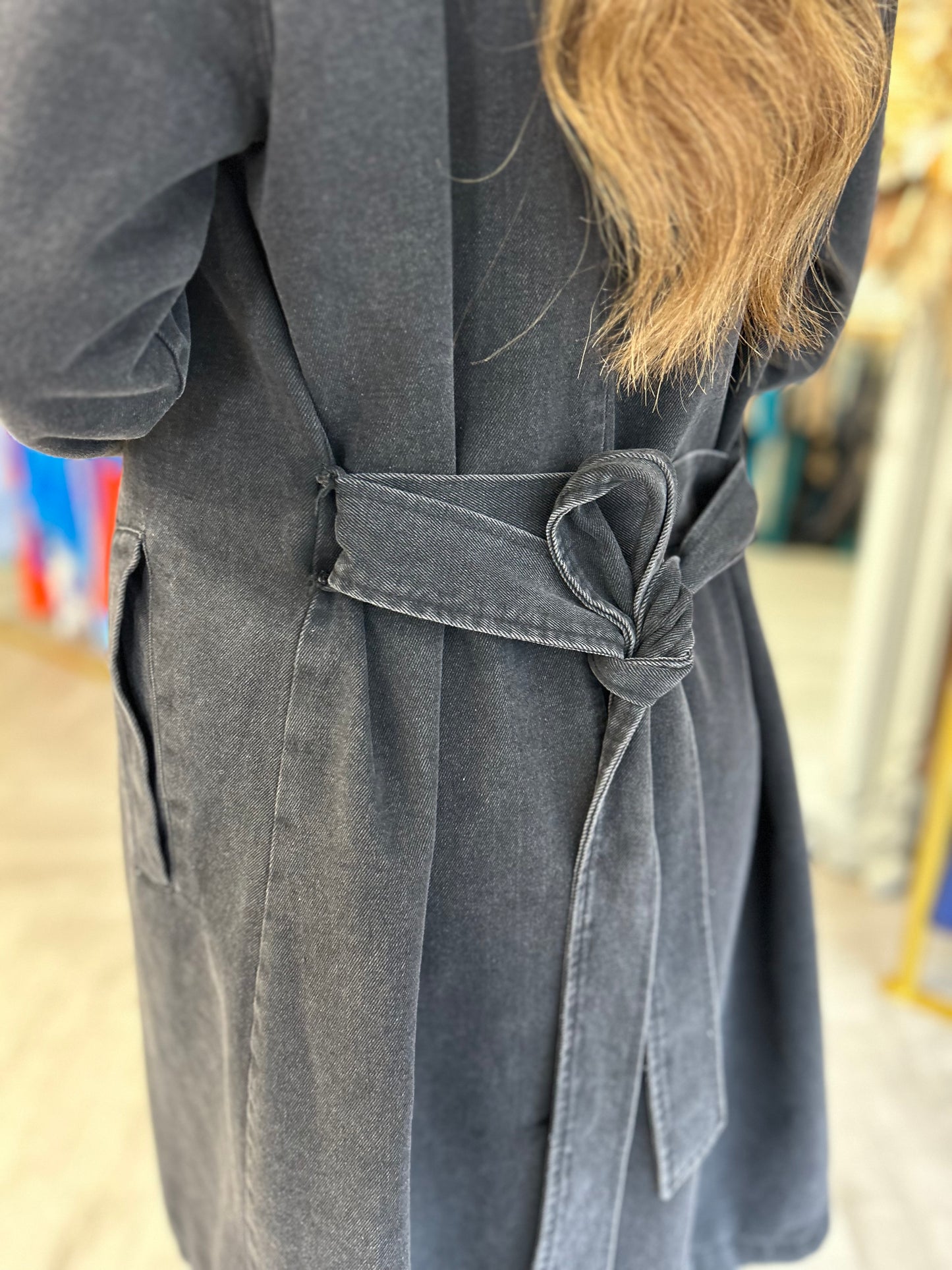 Raye Denim Trench Black