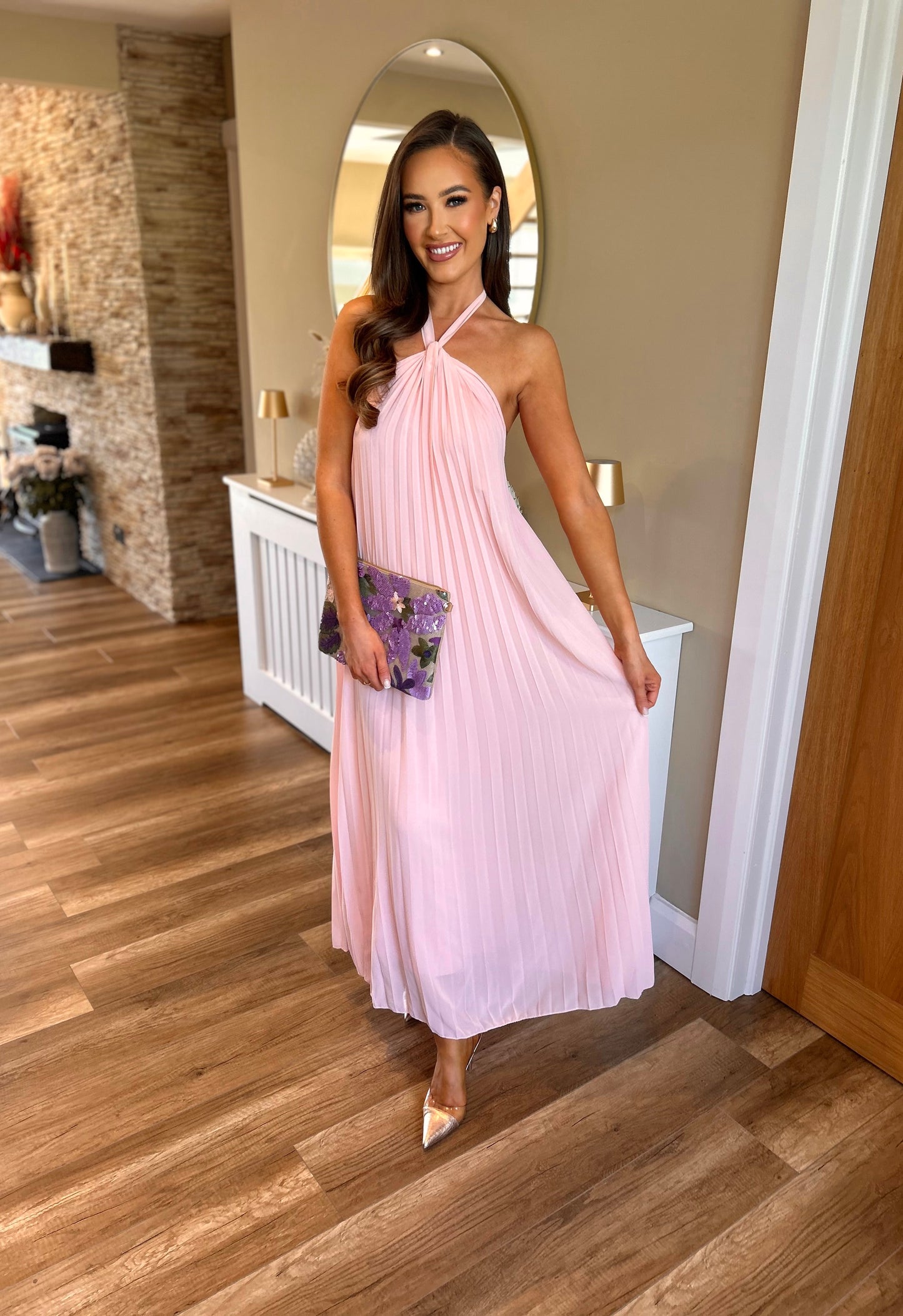 Tyra Halter Neck Dress Pink