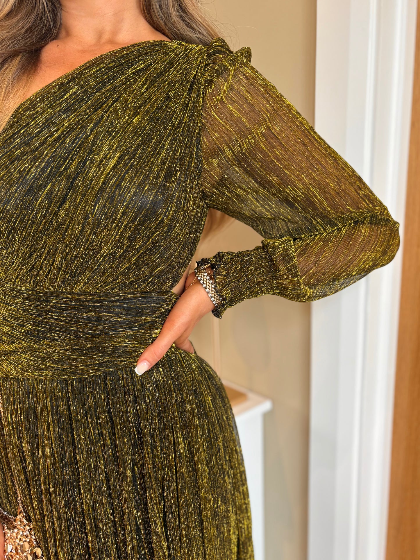 Tavira Shimmer Dress Green