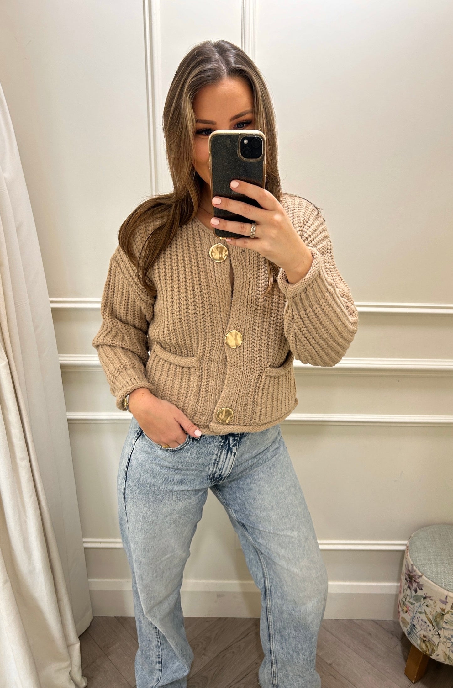 Josie Gold Button Knit