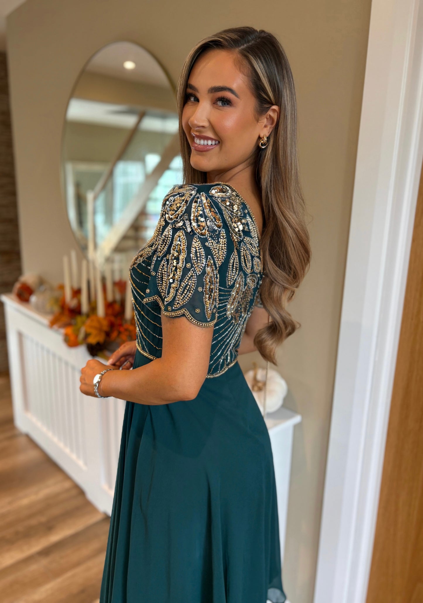 Lucinda Embellished Dress Green