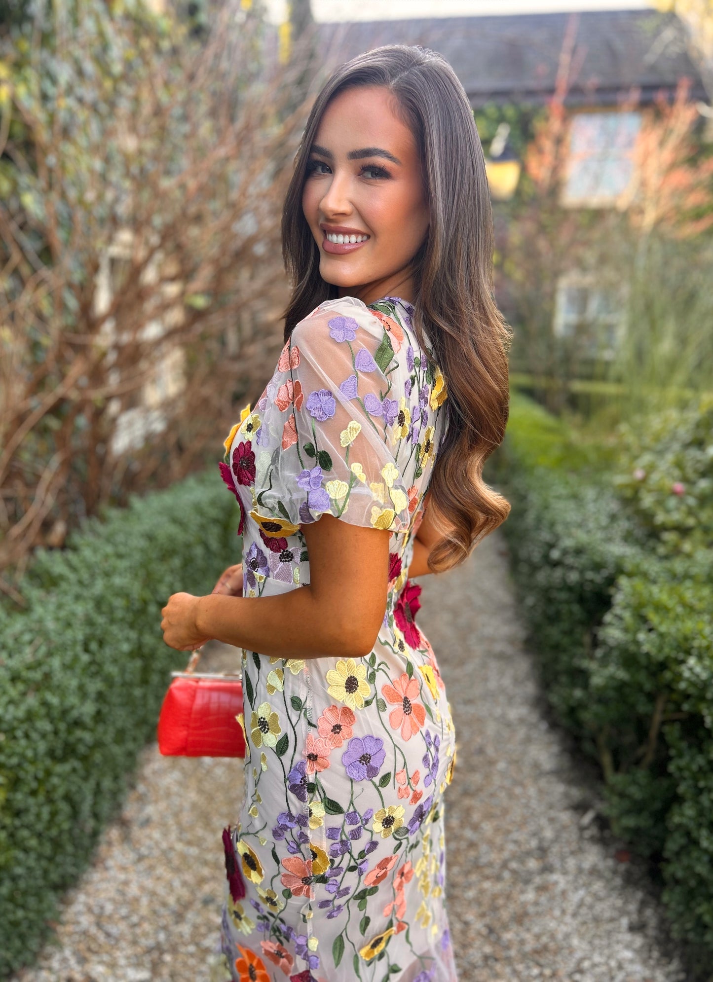 Florence Floral Dress Beige