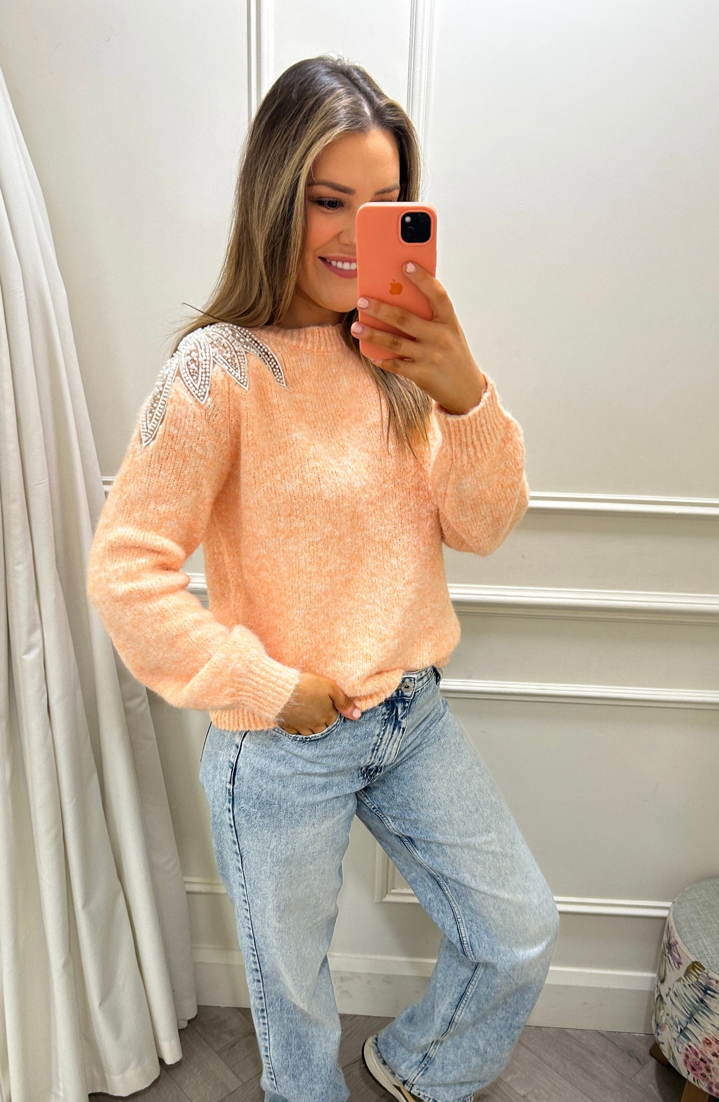 Leia Pearl Knit Peach