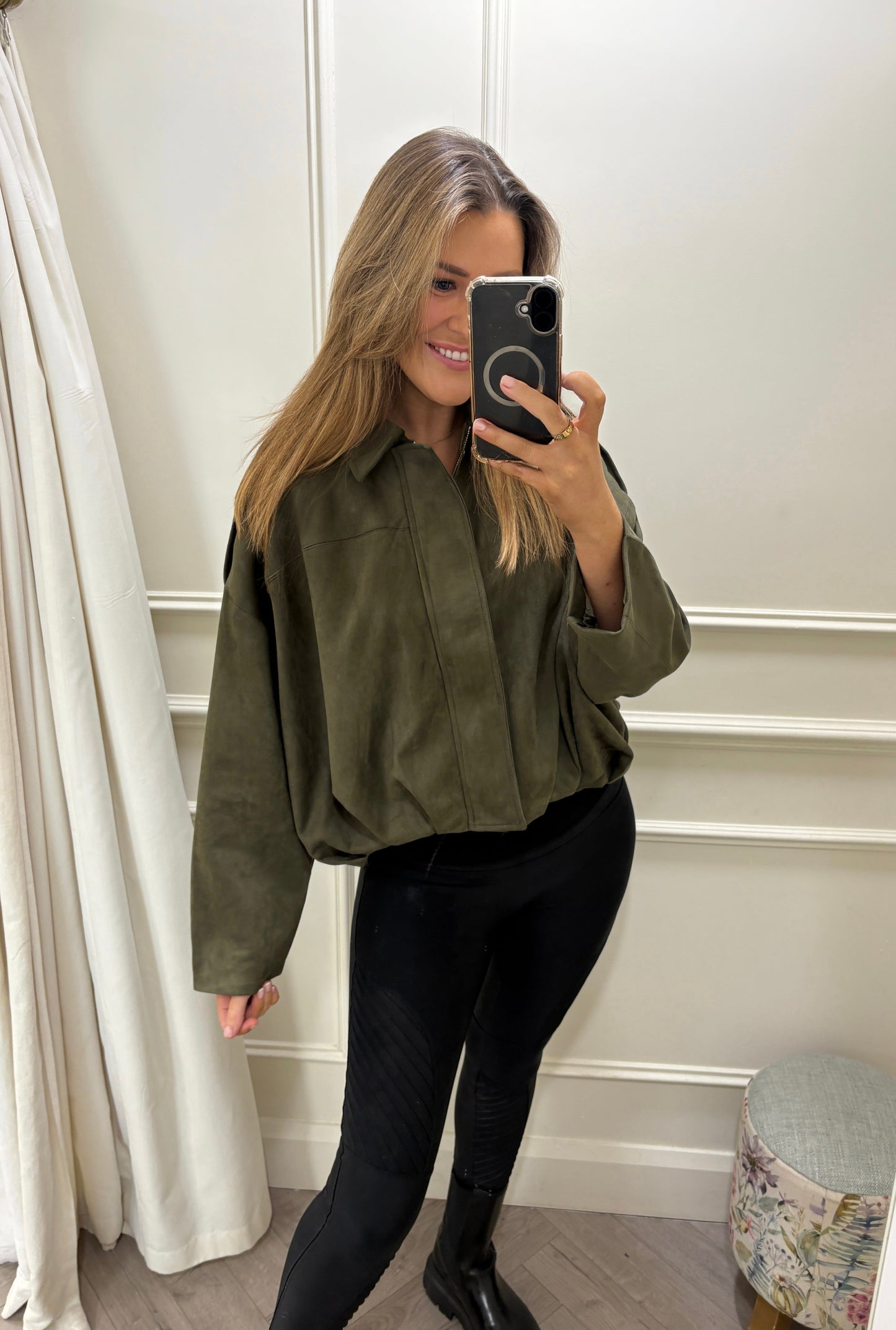 Harlow Suede Jacket Khaki
