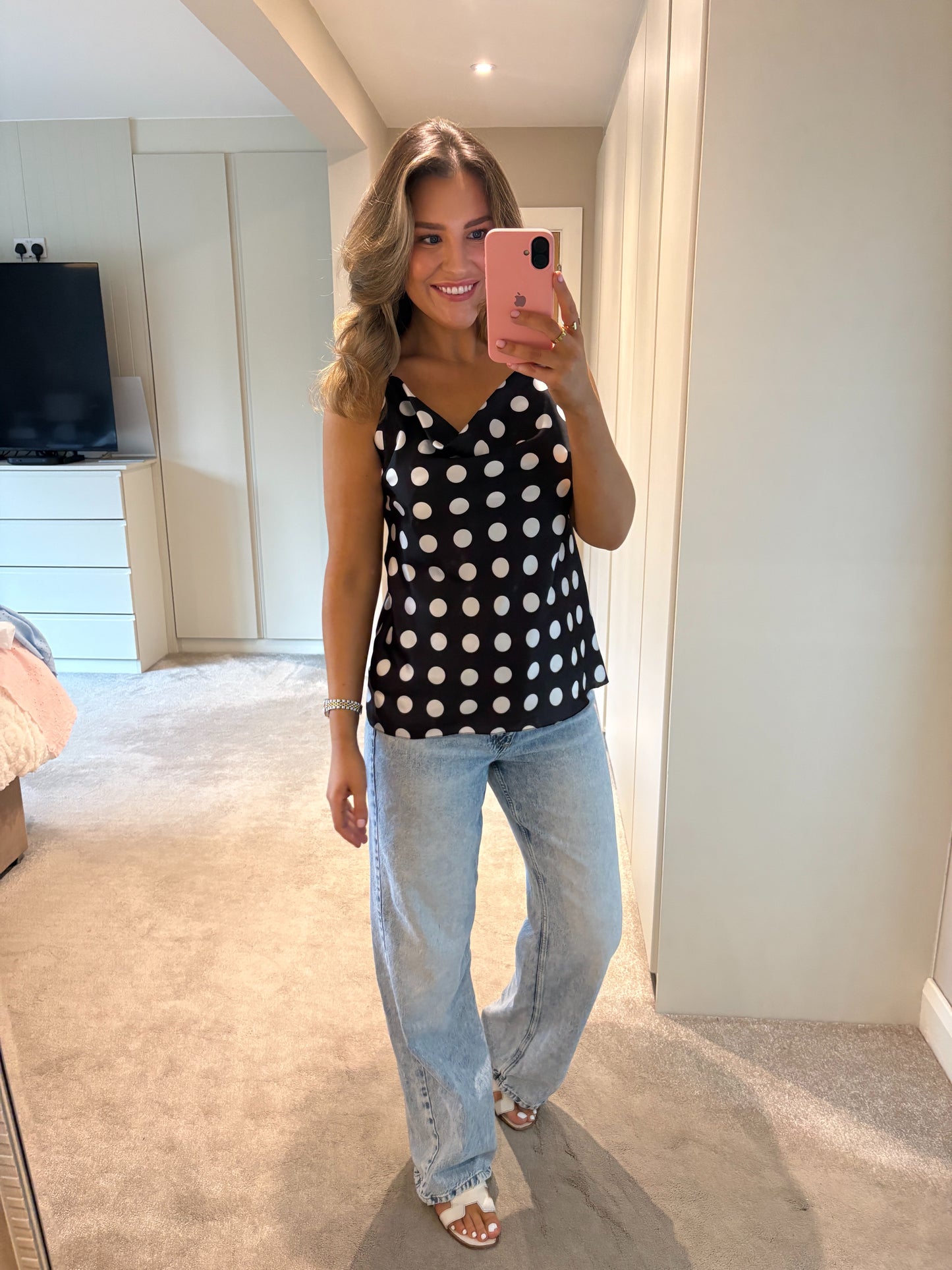 Darla Polka Dot Cami Black