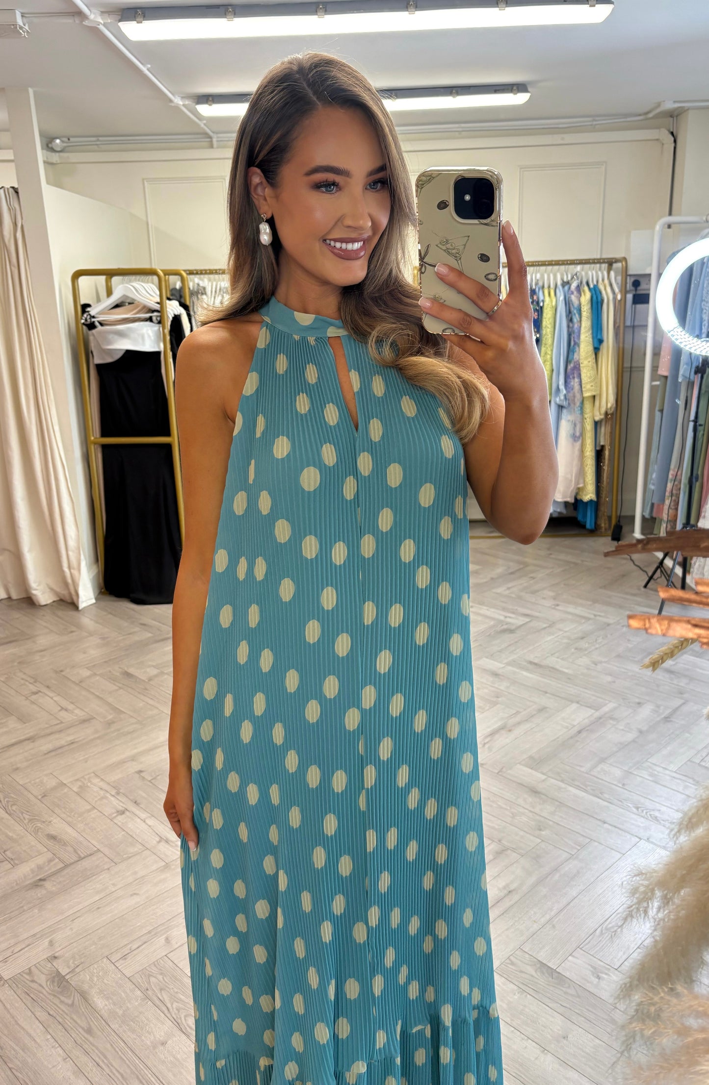 Dottie Polka Dot Dress Sage