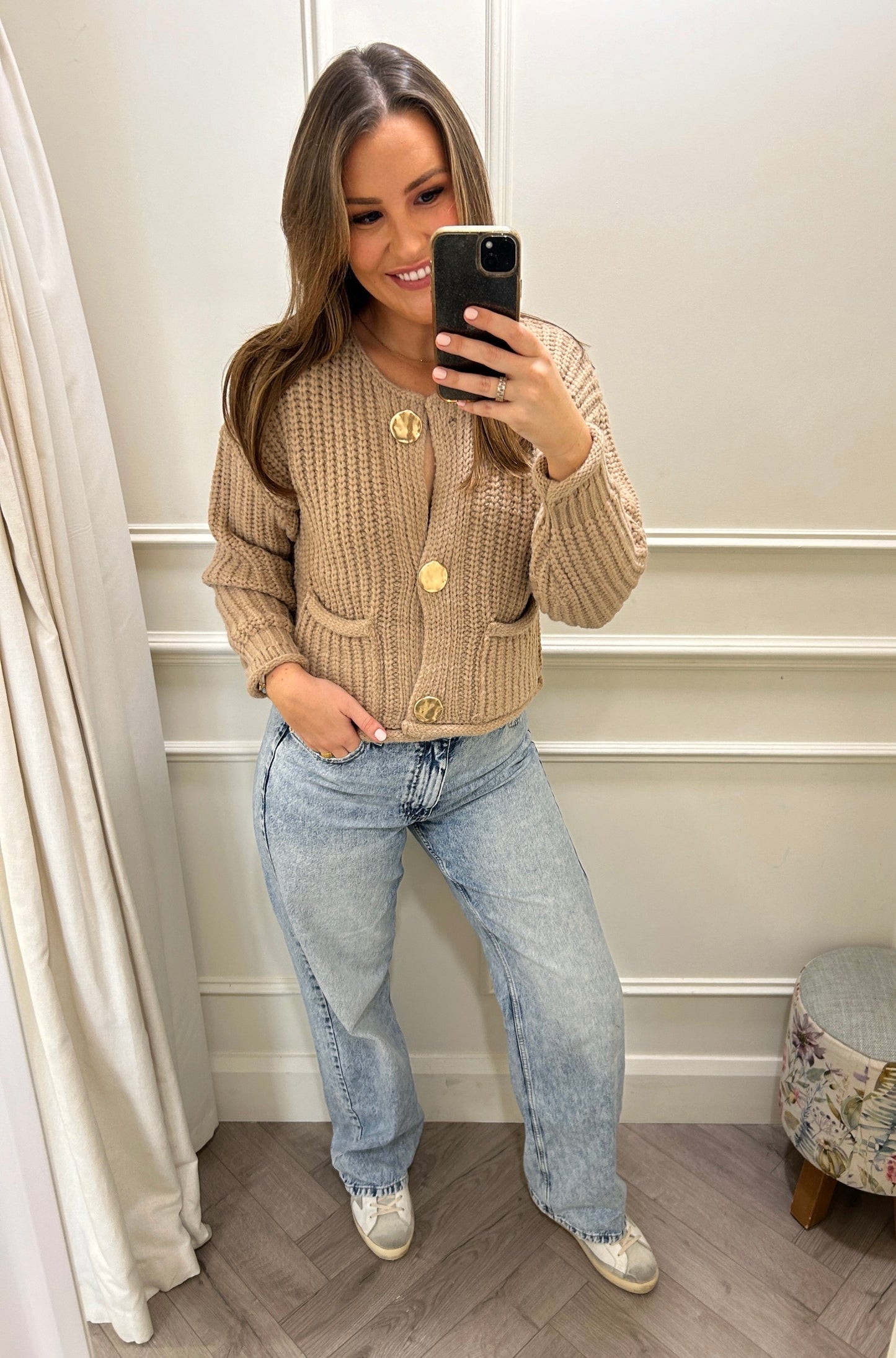 Josie Gold Button Knit