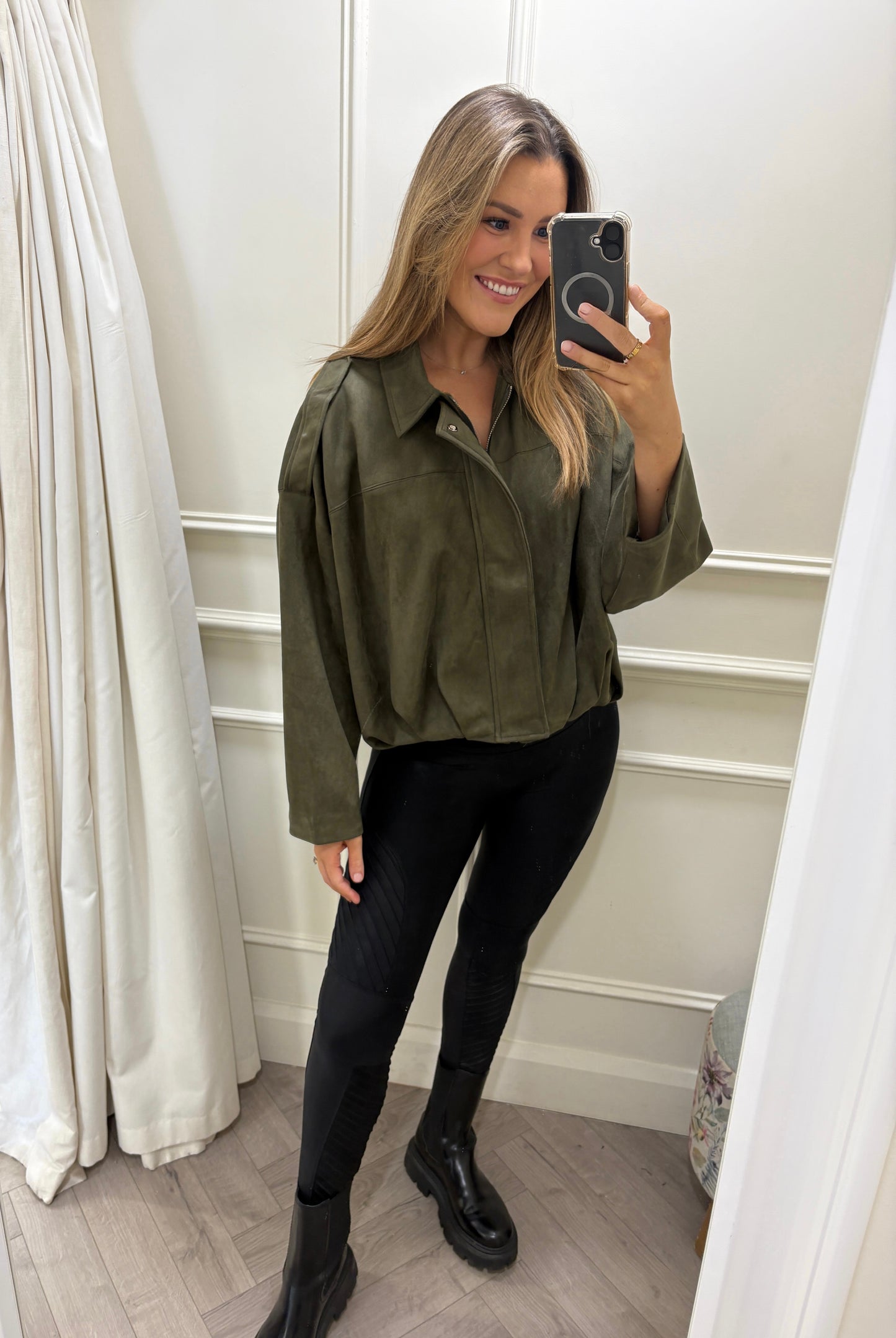 Harlow Suede Jacket Khaki