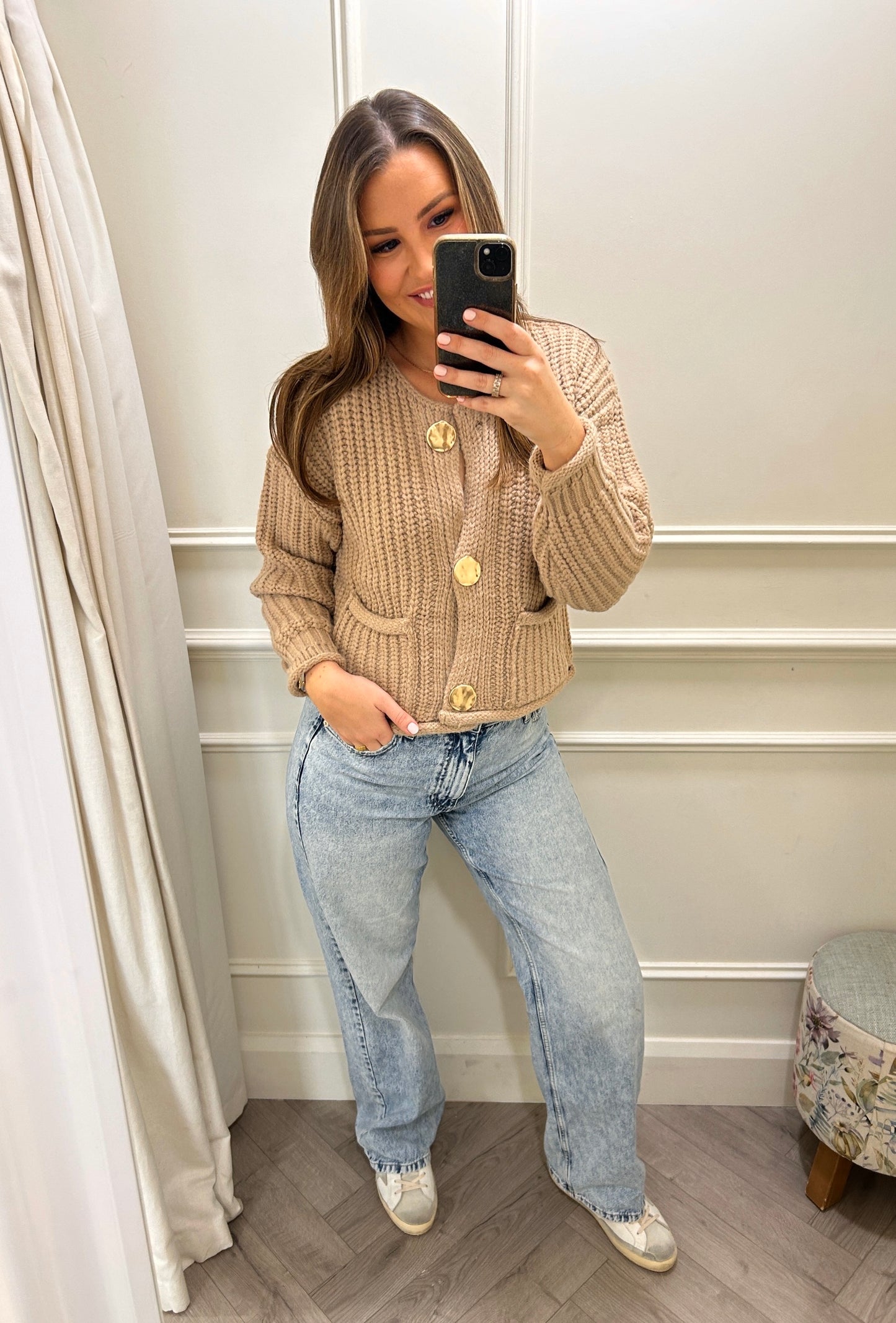 Josie Gold Button Knit