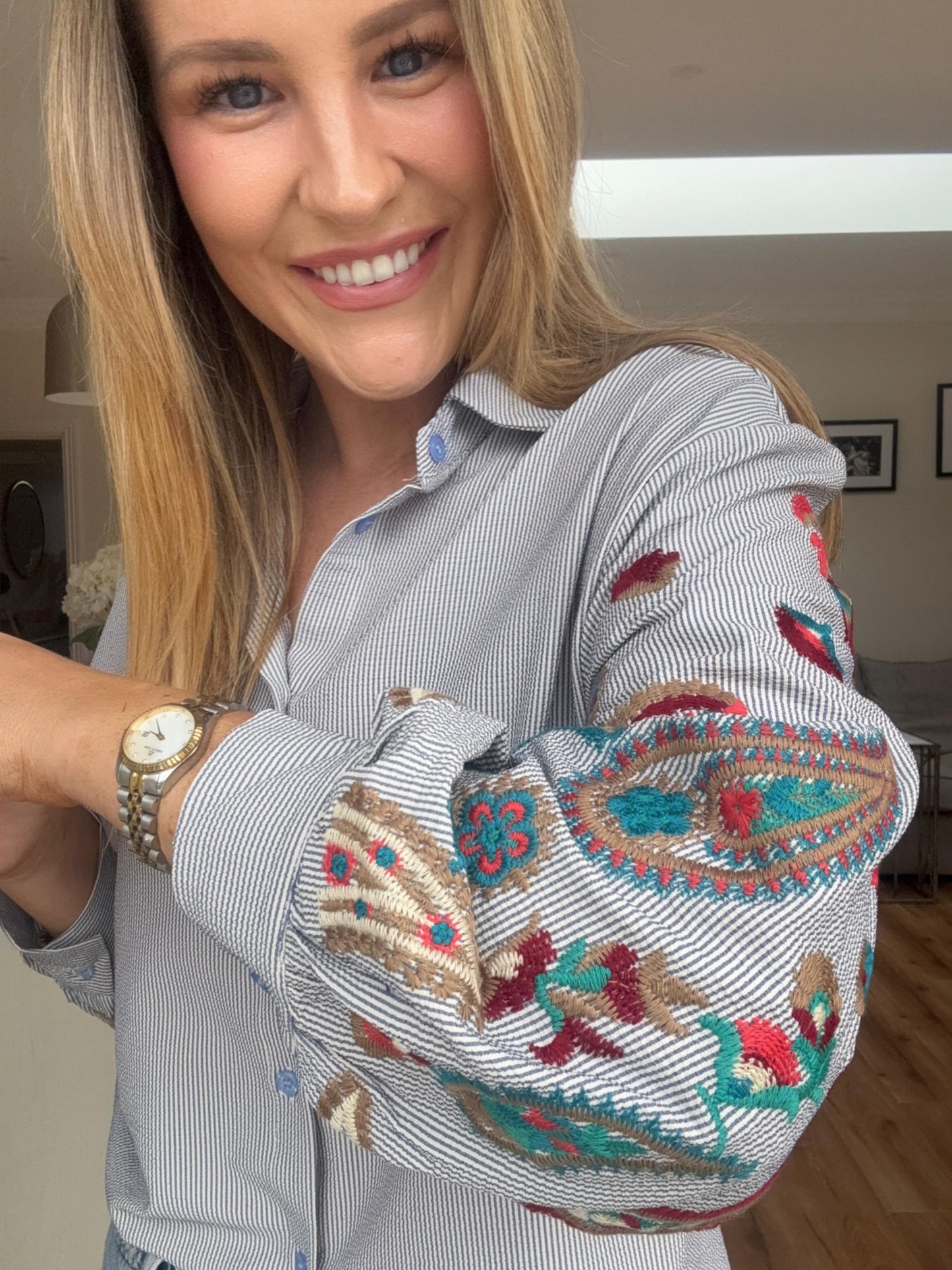 Winslet Embroidered Shirt Navy