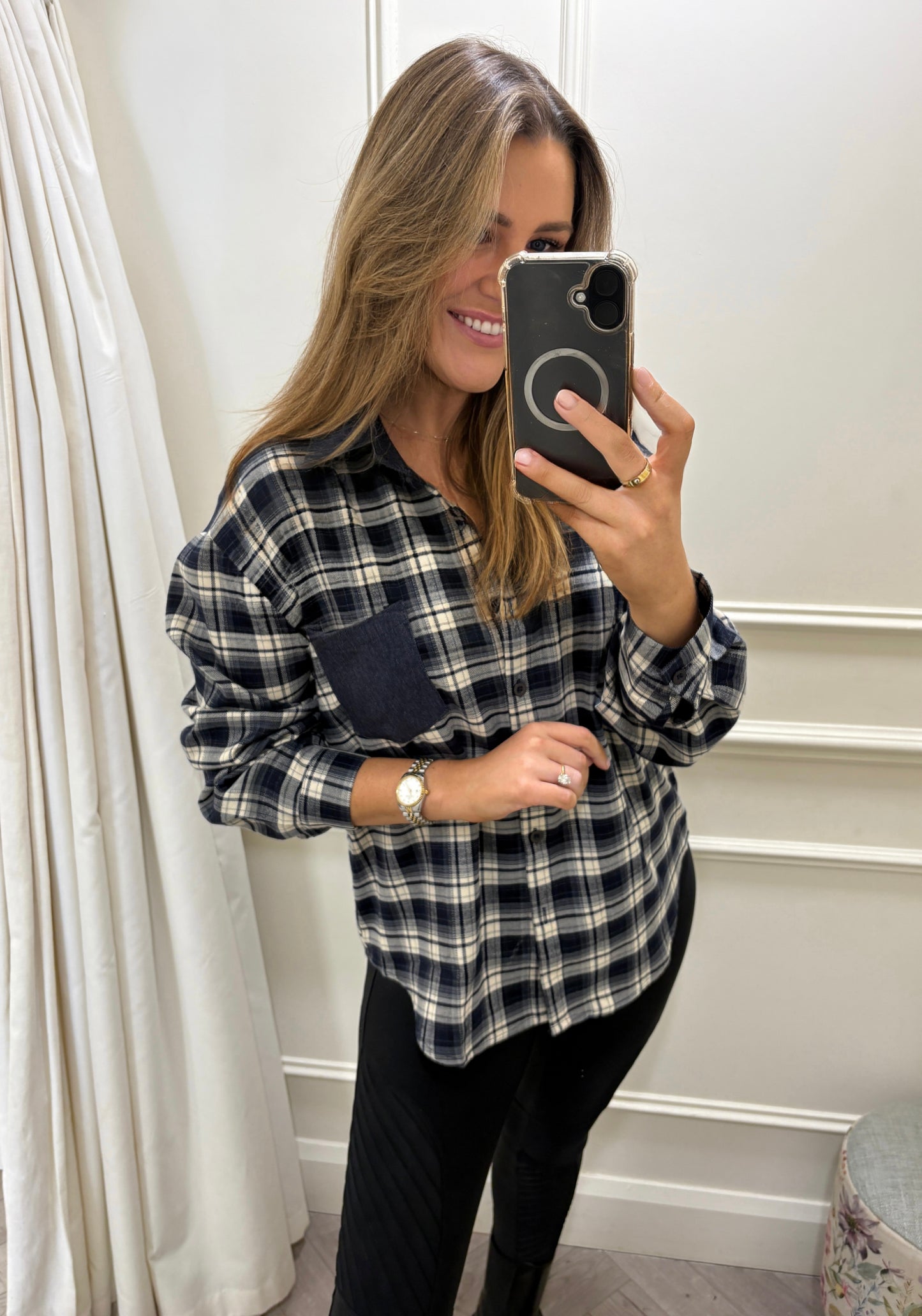 Amelia Checked Shirt Blue