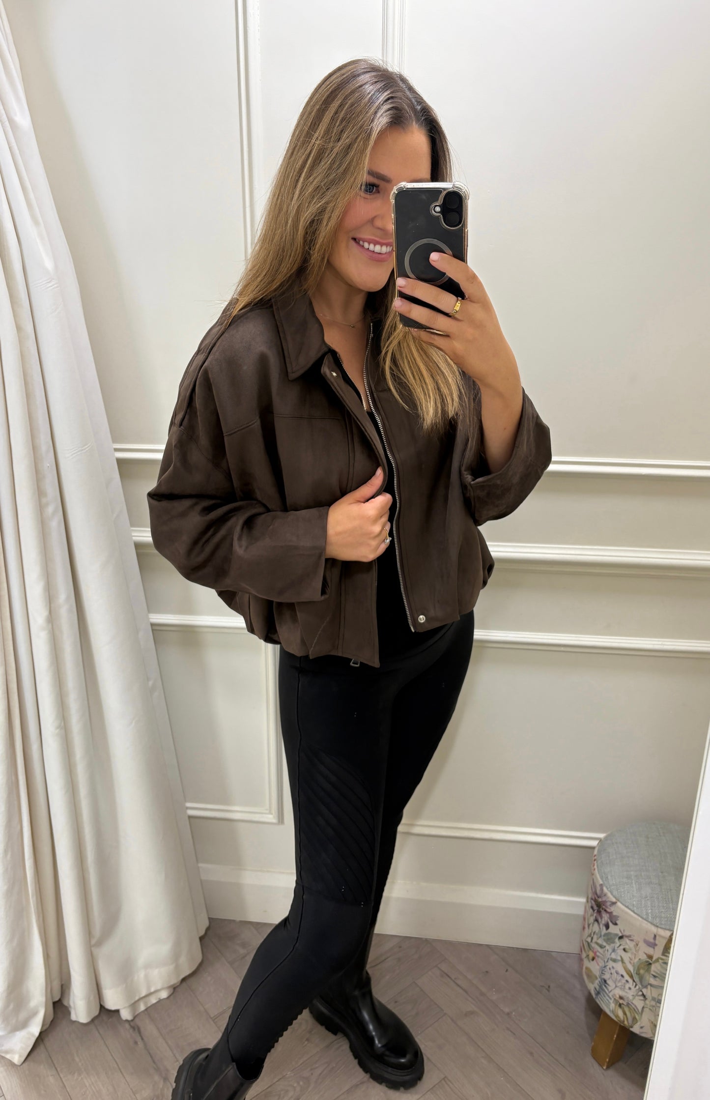 Harlow Suede Jacket Chocolate