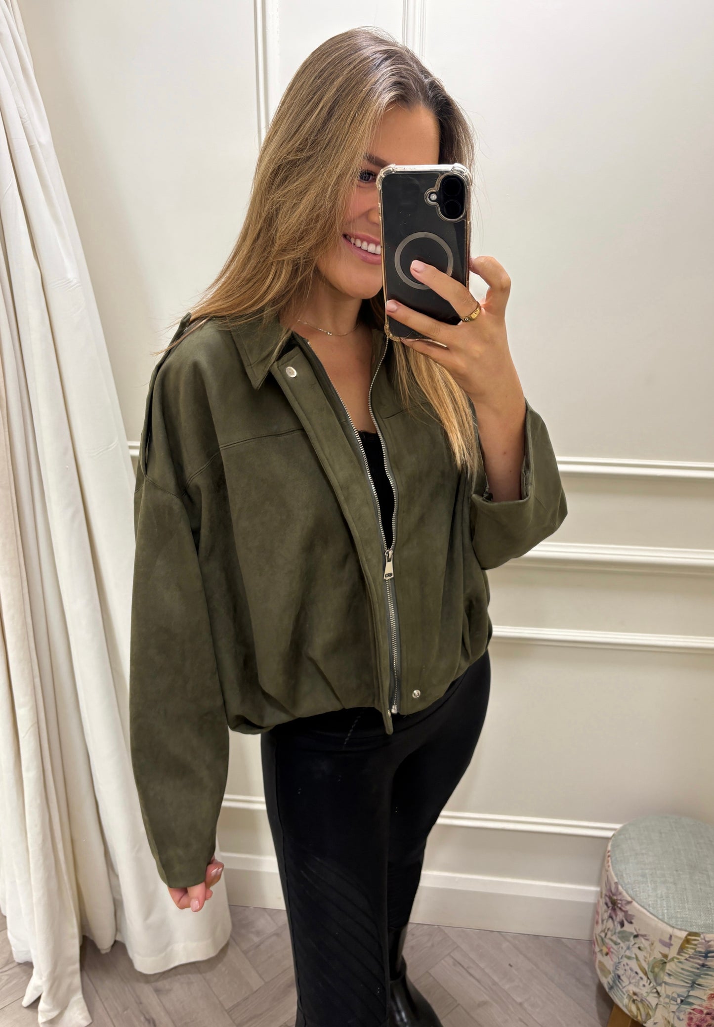 Harlow Suede Jacket Khaki