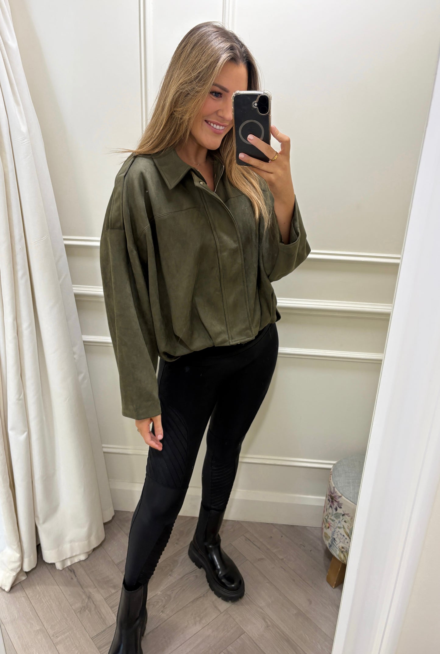 Harlow Suede Jacket Khaki