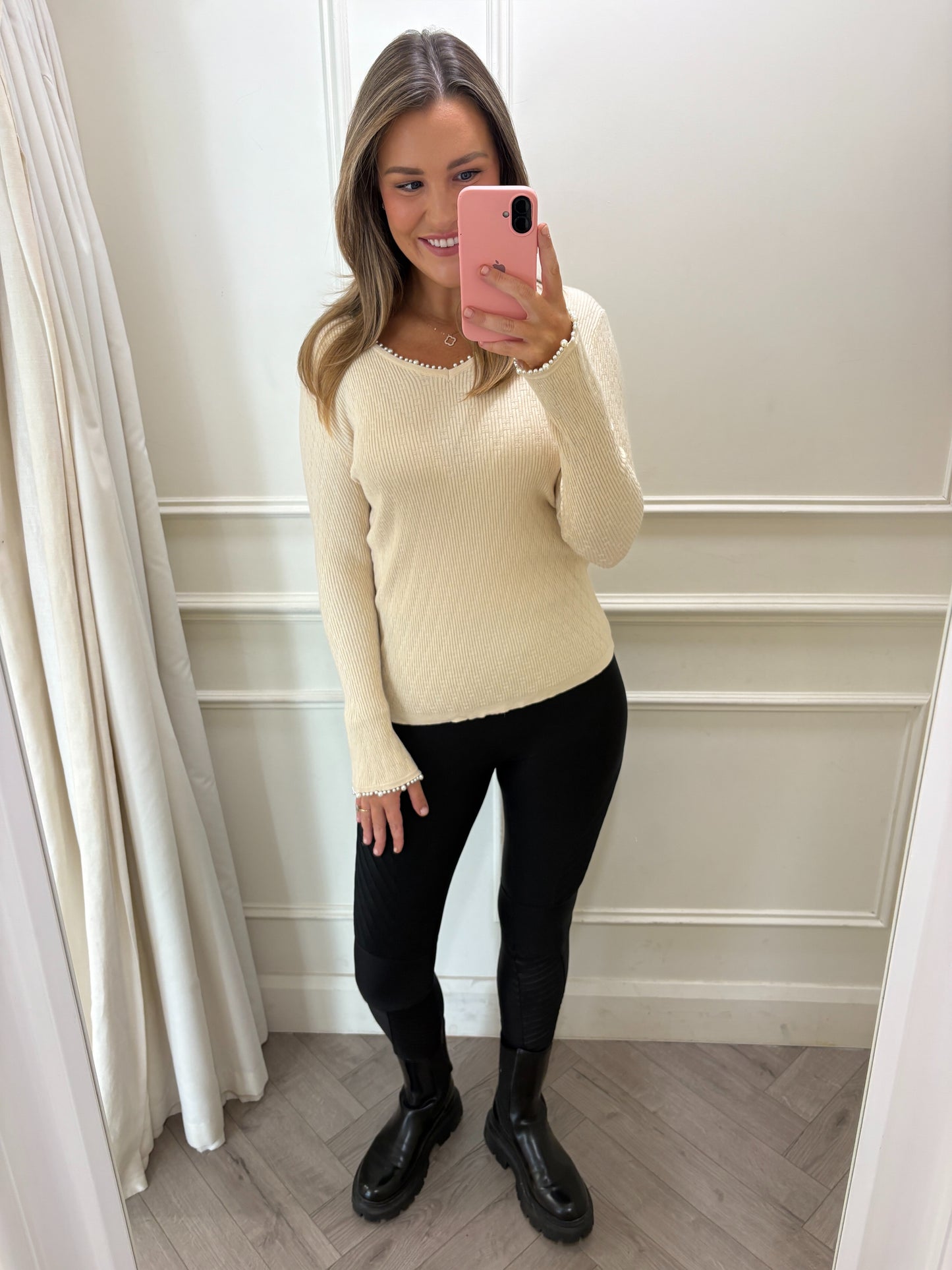 Lyla Pearl Knit Beige