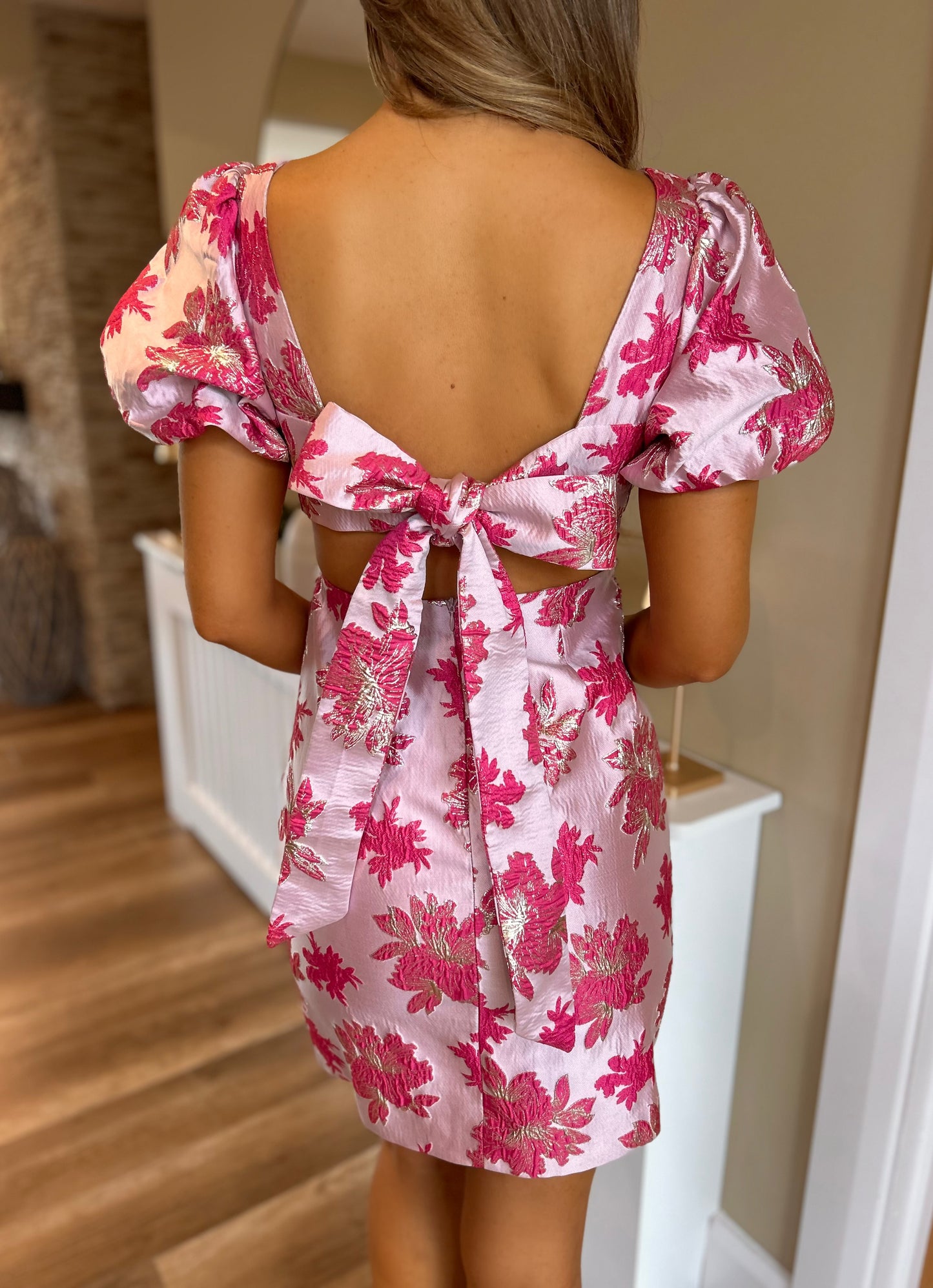 Eira Bow Dress Fuchsia