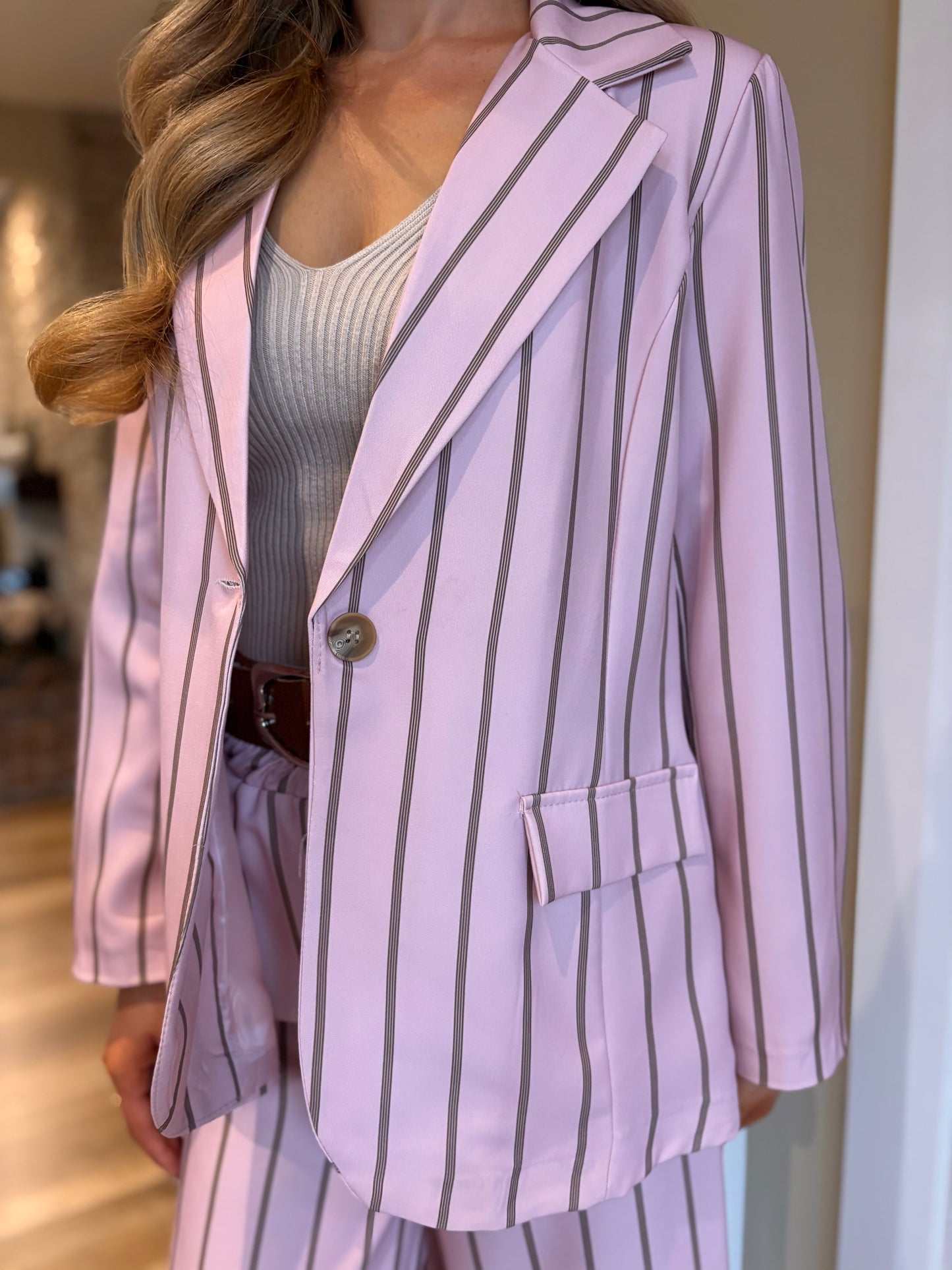 Holly Striped Blazer Pink